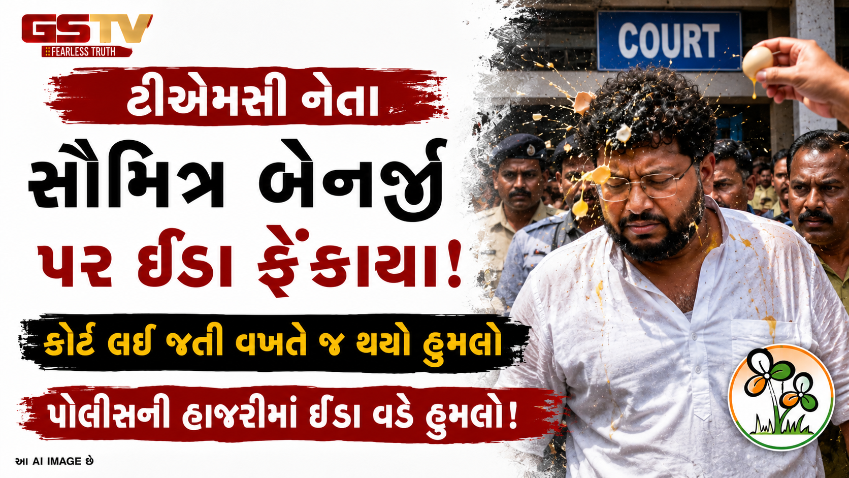 VIDEO : પશ્ચિમ બંગાળમાં TMC નેતા સૌમિત્ર બેનર્જી પર હુમલો, પોલીસ સુરક્ષા વચ્ચે ફેંકાયા ઈંડા