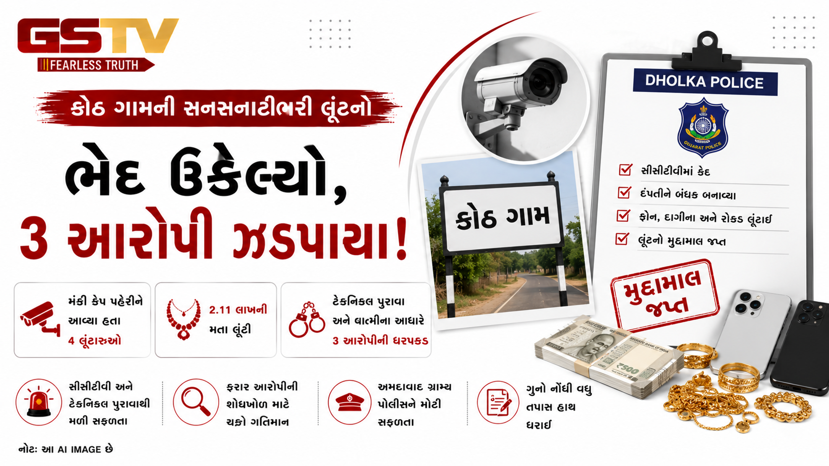 VIDEO : ધોળકાના કોઠ ગામમાં લૂંટનો ભેદ ઉકેલાયો