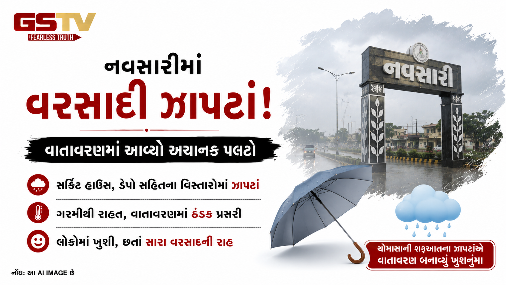 VIDEO : નવસારીના વાતાવરણમાં પલટો, પવન સાથે વરસાદી ઝાપટાં