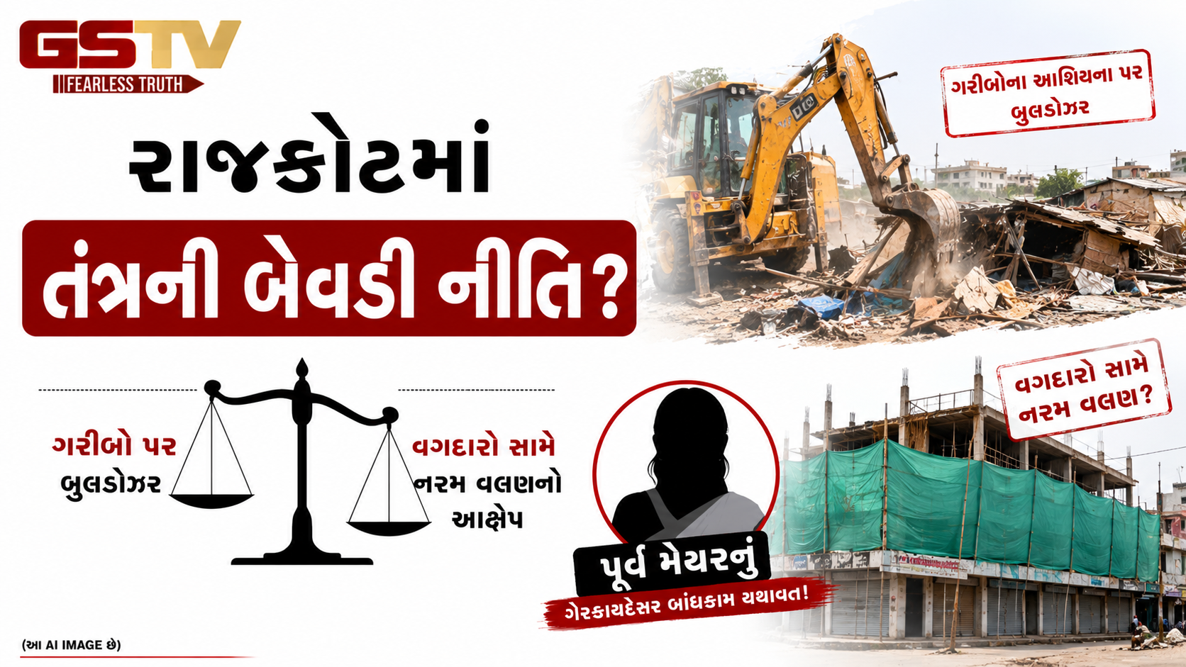 VIDEO:રાજકોટમાં તંત્રની બેવડી નીતિ? ગરીબો પર બુલડોઝર, વગદારો સામે નરમ વલણનો આક્ષેપ