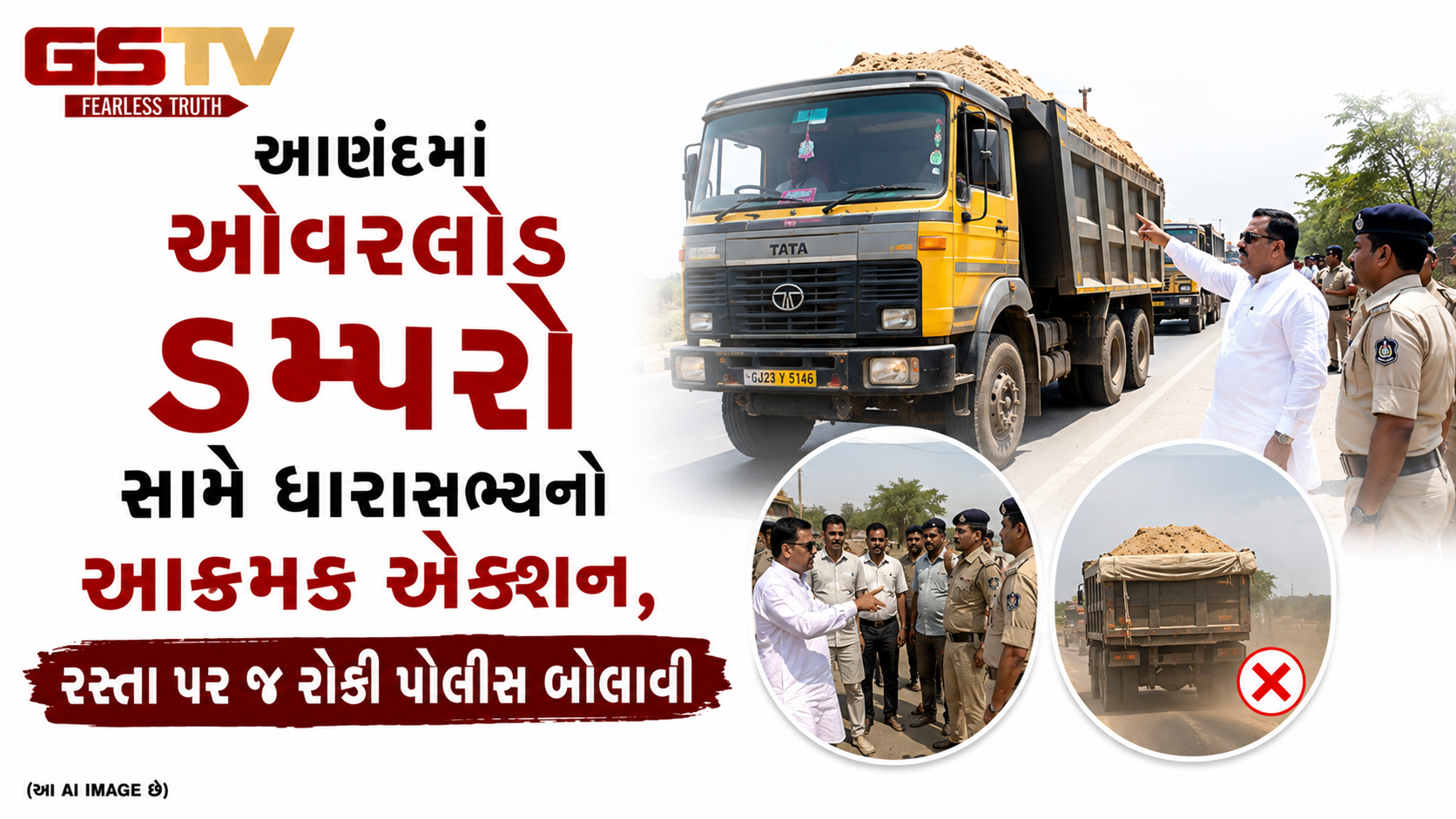 VIDEO:આણંદમાં ઓવરલોડ ડમ્પરો સામે ધારાસભ્યનો આક્રમક એક્શન, રસ્તા પર જ રોકી પોલીસ બોલાવી