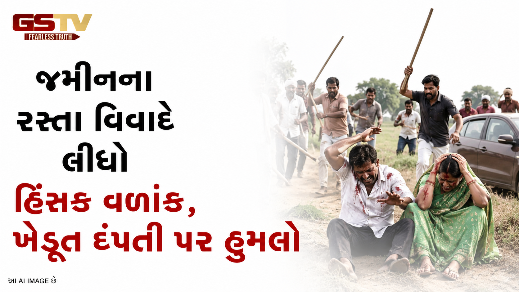VIDEO:જમીનના રસ્તા વિવાદે લીધો હિંસક વળાંક, ખેડૂત દંપતી પર હુમલો