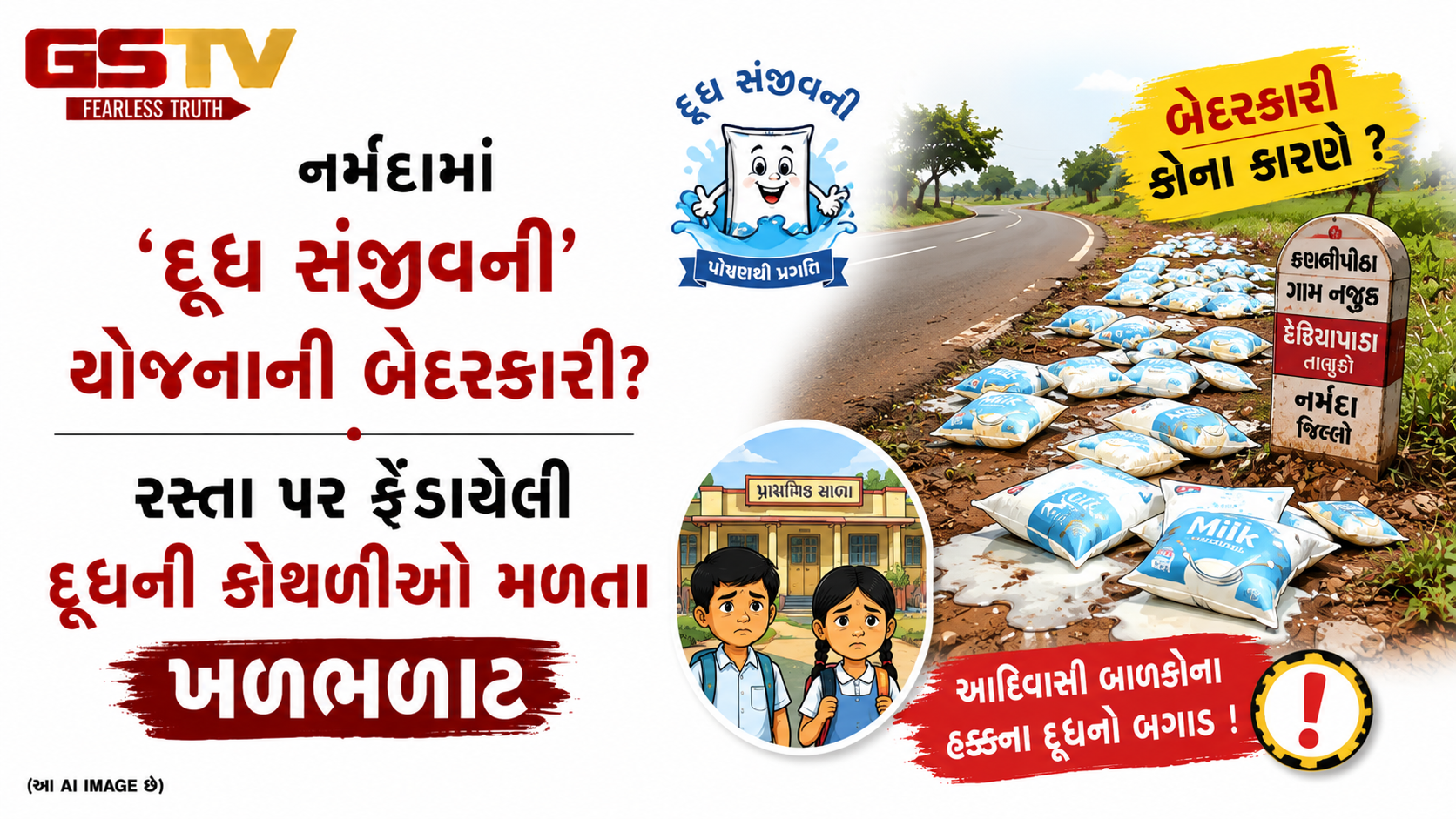 VIDEO:નર્મદામાં ‘દૂધ સંજીવની’ યોજનાની બેદરકારી? રસ્તા પર ફેંકાયેલી દૂધની કોથળીઓ મળતા ખળભળાટ