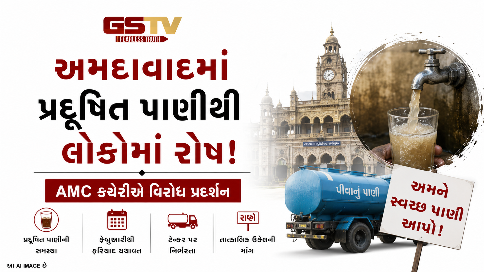 VIDEO: અમદાવાદ: દૂષિત પાણીથી પરેશાન સ્થાનિકોના AMC કચેરીએ દેખાવો