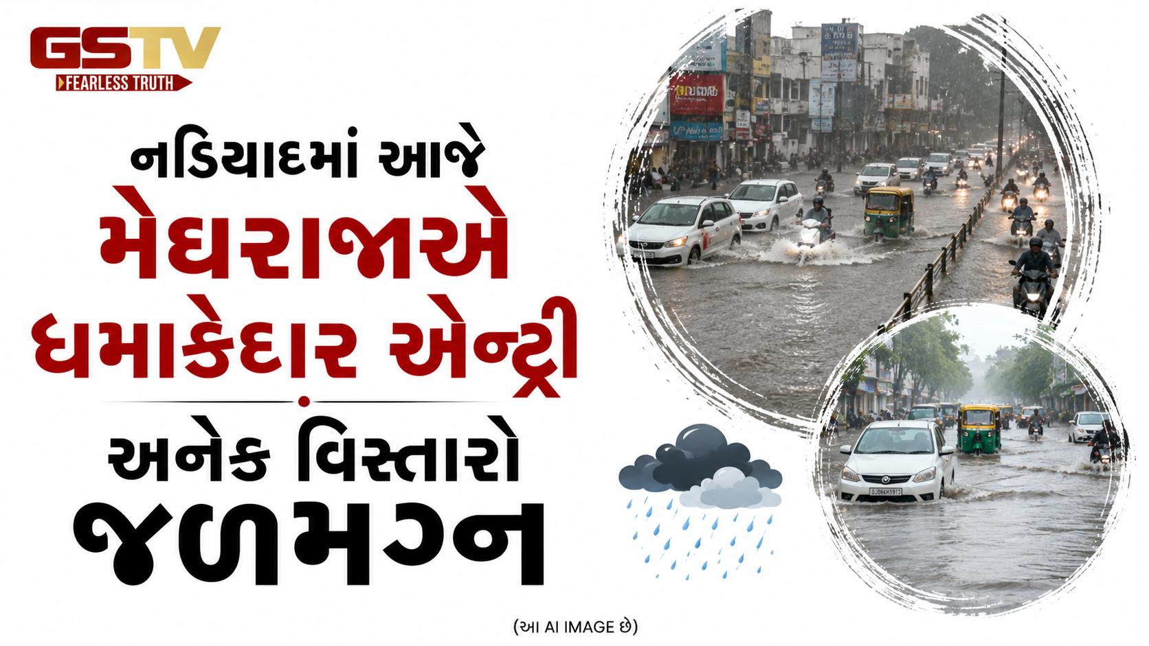 VIDEO : નડિયાદમાં વરસાદી પાણીમાં તંત્રની પોલ ખુલી