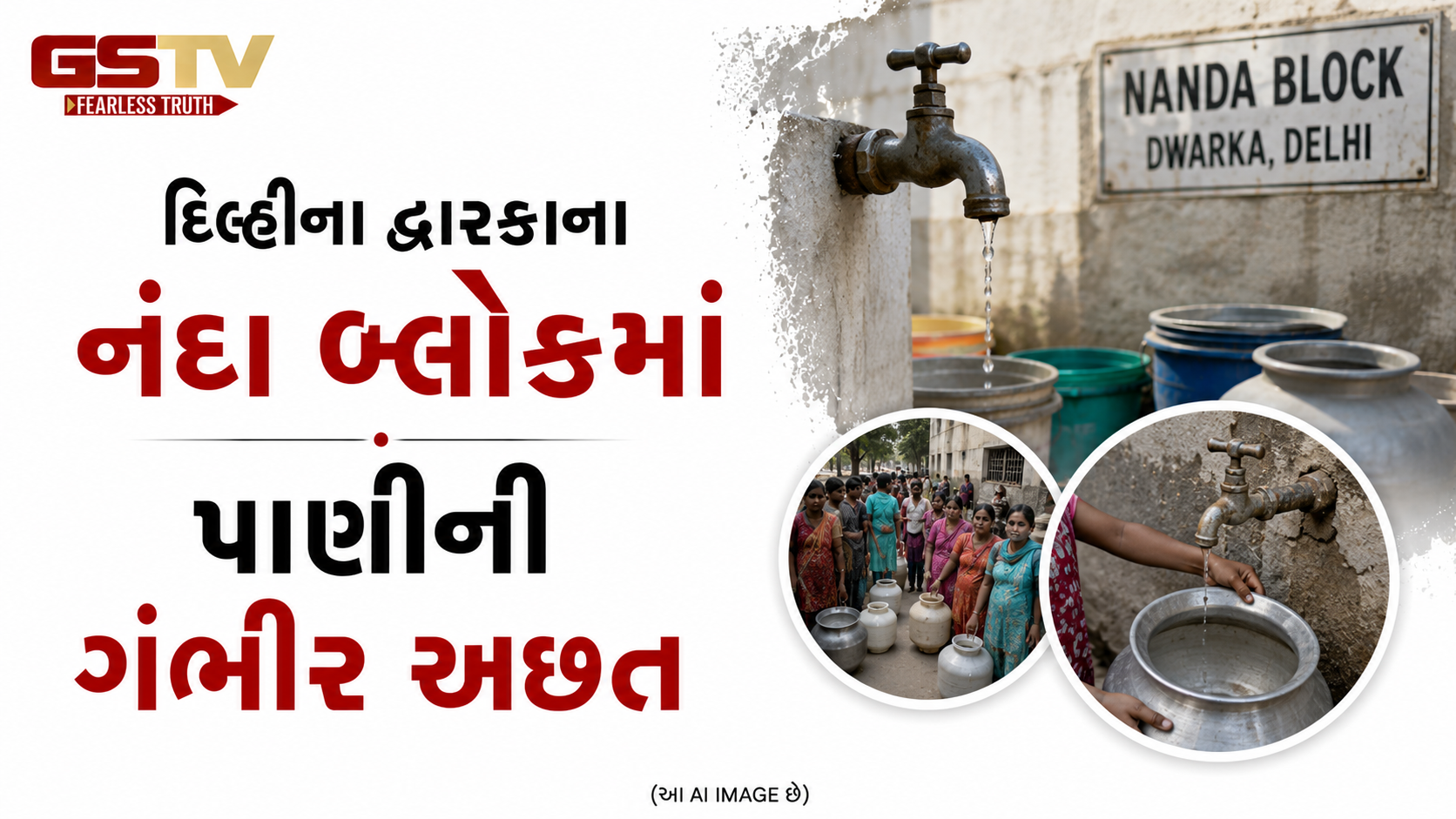 VIDEO : દિલ્હીના દ્વારકાના નંદા બ્લોકમાં પાણીની ગંભીર અછત