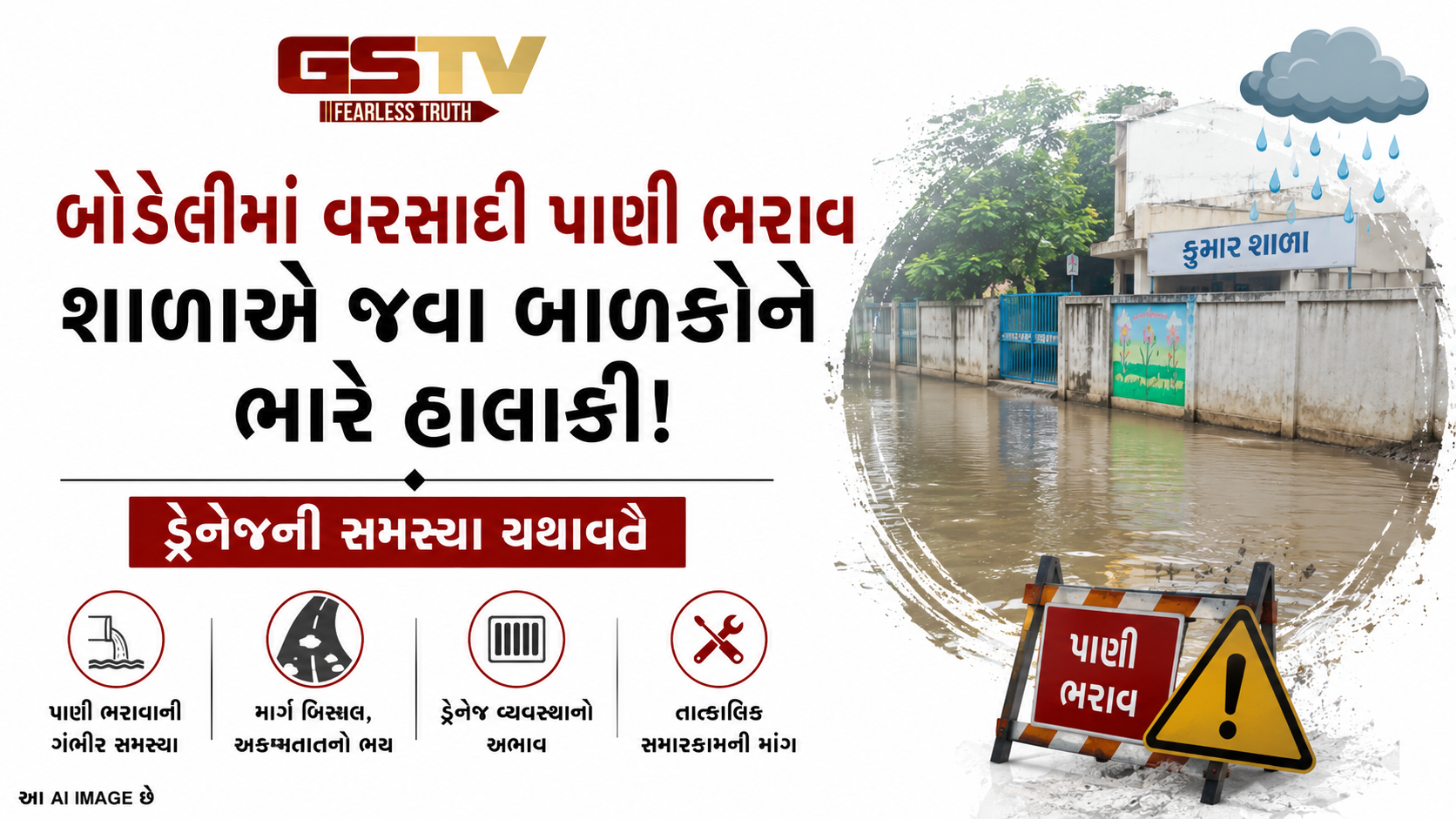 VIDEO: બોડેલીમાં પ્રિ-મોન્સૂન કામગીરીના દાવા પોકળ, શાળાના માર્ગ પર પાણી ભરાતા વિદ્યાર્થીઓ પરેશાન