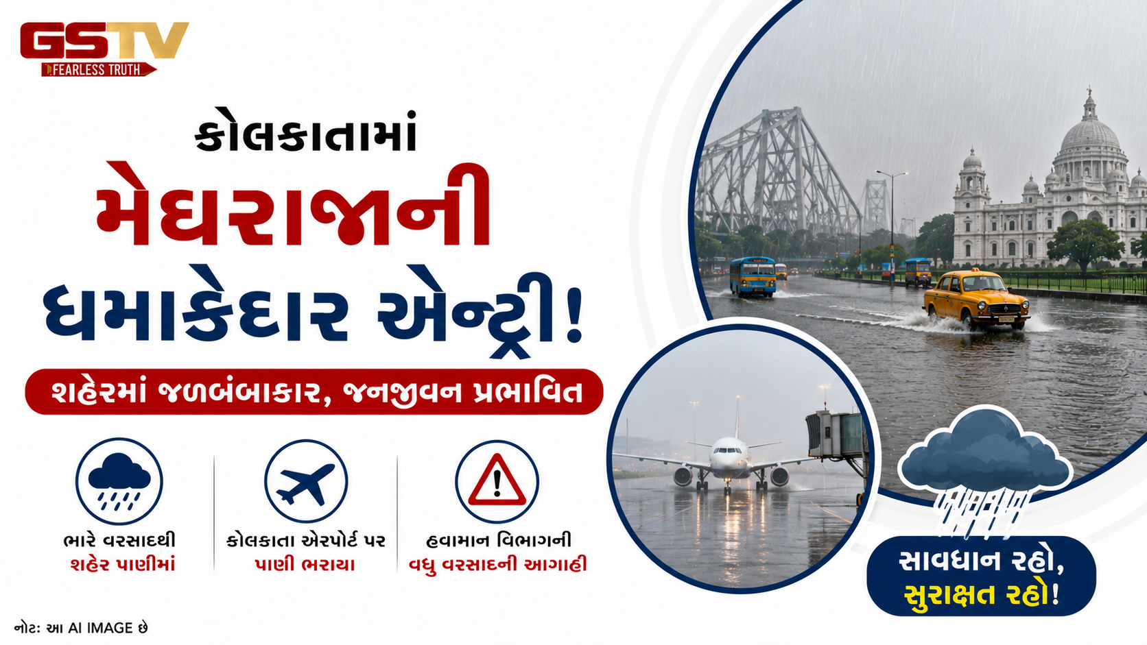 video : કોલકાતામાં ધોધમાર વરસાદ, એરપોર્ટ પર પાણી ભરાયા