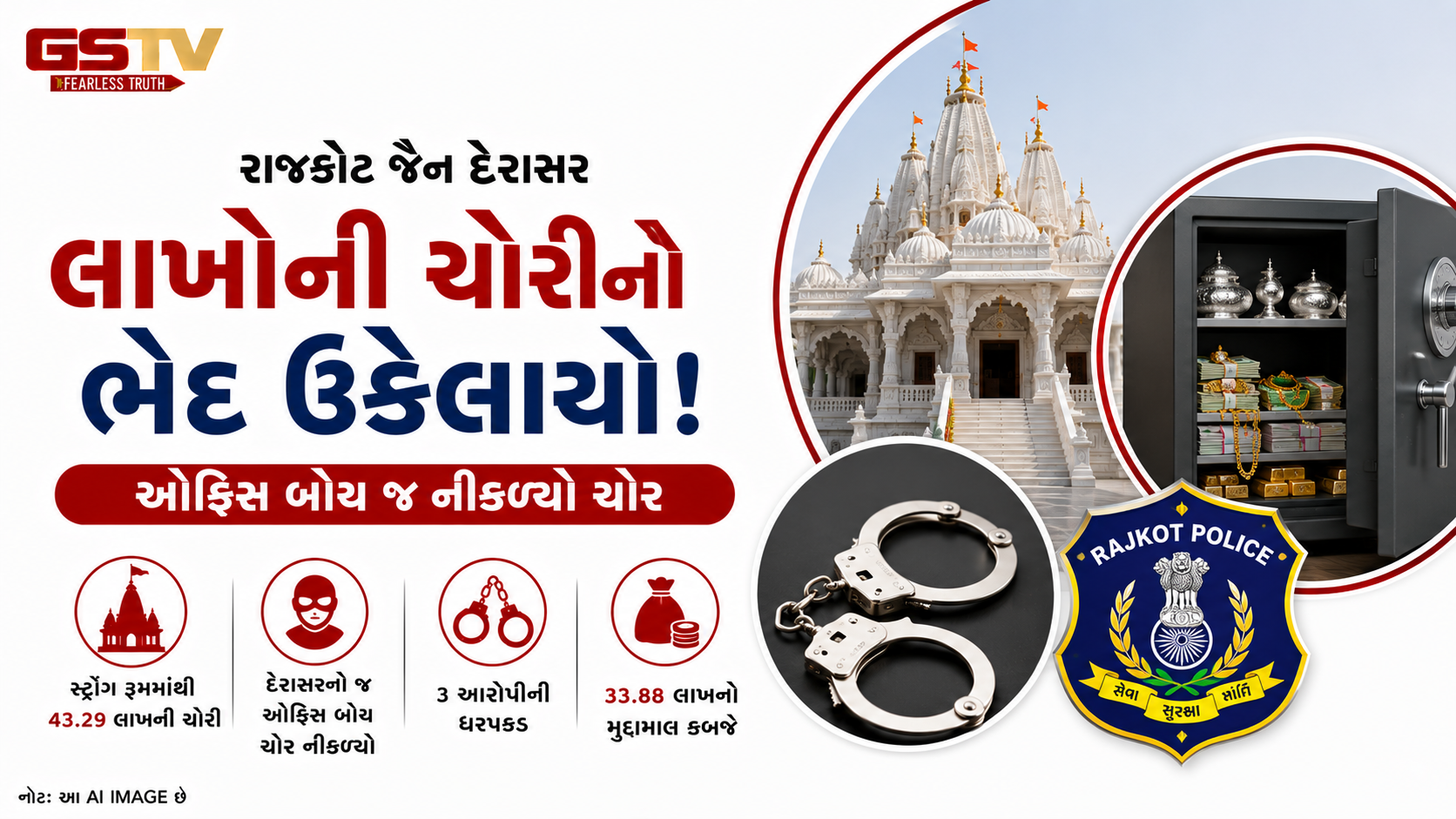 VIDEO: રાજકોટના જૈન દેરાસરમાં ચોરીનો ભેદ ઉકેલાયો, ઓફિસ બોય જ નીકળ્યો માસ્ટરમાઈન્ડ