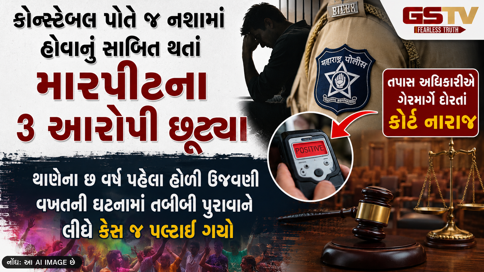 ખાખી શરમાઈ! કોન્સ્ટેબલને ધમકાવવાના કેસમાં ૩ આરોપી મુક્ત, કોર્ટે કહ્યું- ‘ફરિયાદી કોન્સ્ટેબલ પોતે જ દારૂના નશામાં ધૂત હતો’