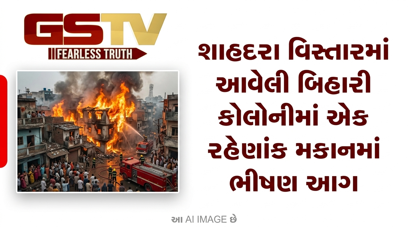 VIDEO:  શાહદરા વિસ્તારમાં આવેલી બિહારી કોલોનીમાં એક રહેણાંક મકાનમાં ભીષણ આગ