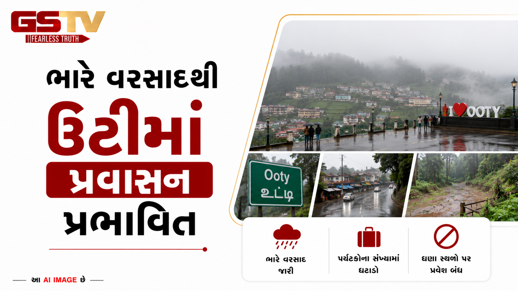 VIDEO:ભારે વરસાદથી ઊટીમાં પ્રવાસન પ્રભાવિત