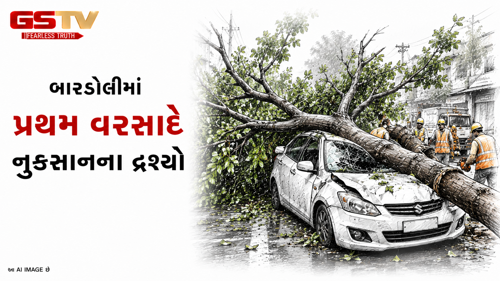 VIDEO : બારડોલીમાં વરસાદ સંબંધિત ઘટનાઓના કારણે વૃક્ષ ધરાશાયી