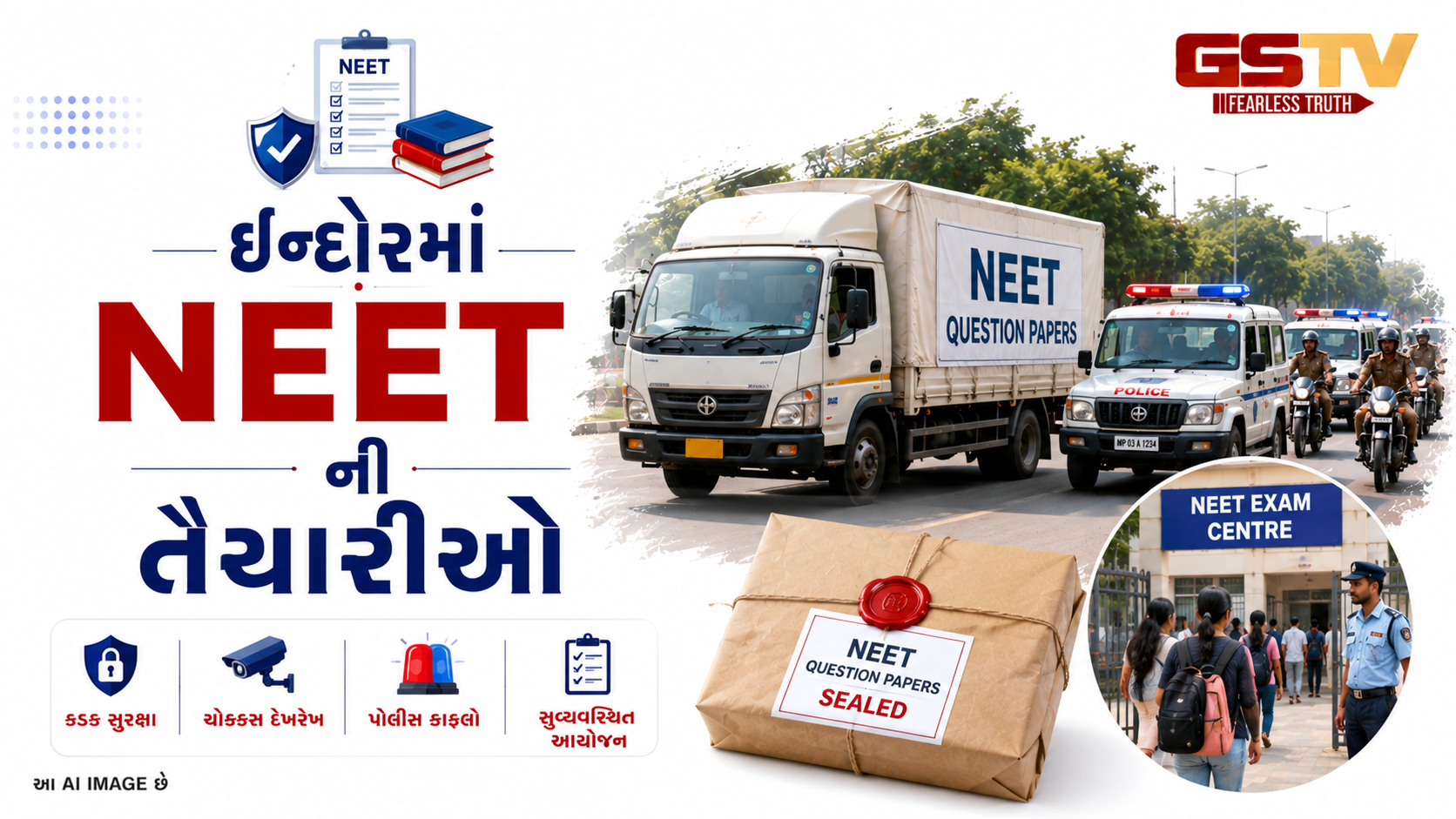 VIDEO: ઇન્દોરમાં ચુસ્ત સુરક્ષામાં નીટ પેપર