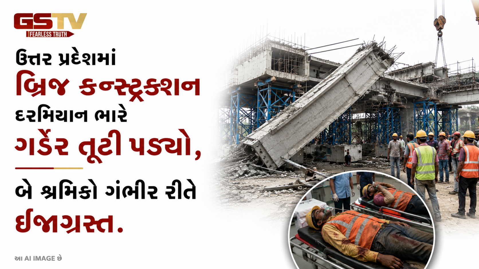 VIDEO : ઉત્તર પ્રદેશમાં બ્રિજ કન્સ્ટ્રક્શન દરમિયાન ભારે ગર્ડર તૂટી પડ્યો, બે શ્રમિકો ગંભીર રીતે ઇજાગ્રસ્ત