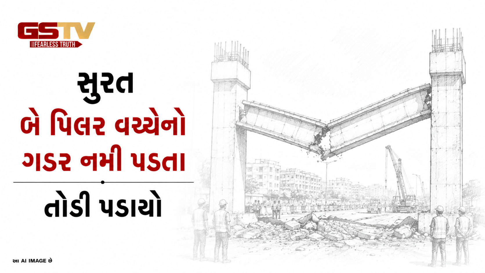 VIDEO: સુરતઃ  બે પિલર વચ્ચેનો ગડર નમી પડતા તોડી પડાયો