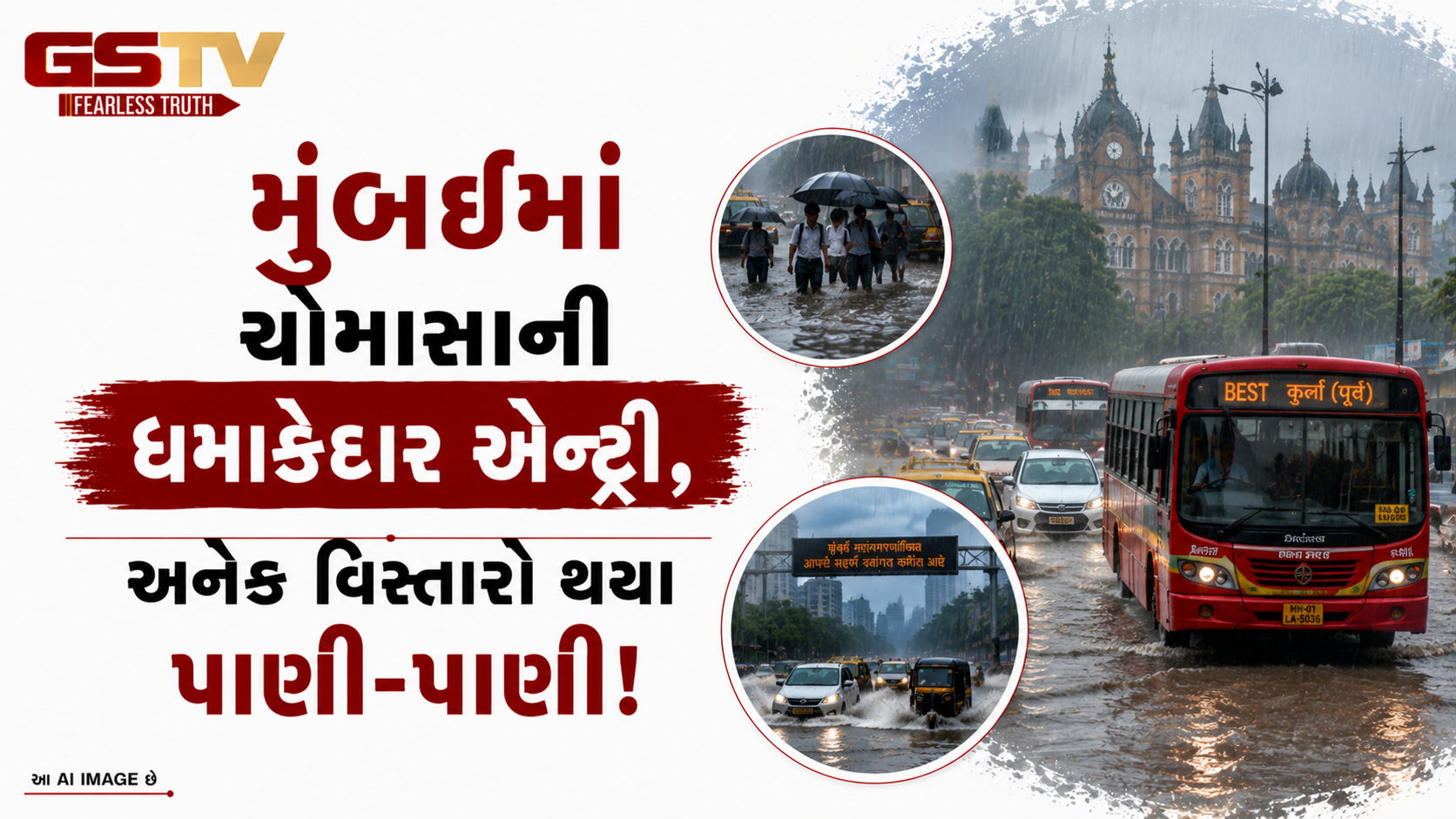VIDEO:ANDARNI  VAAT/મુંબઈમાં ચોમાસાની ધમાકેદાર એન્ટ્રી, અનેક વિસ્તારો થયા પાણી-પાણી!