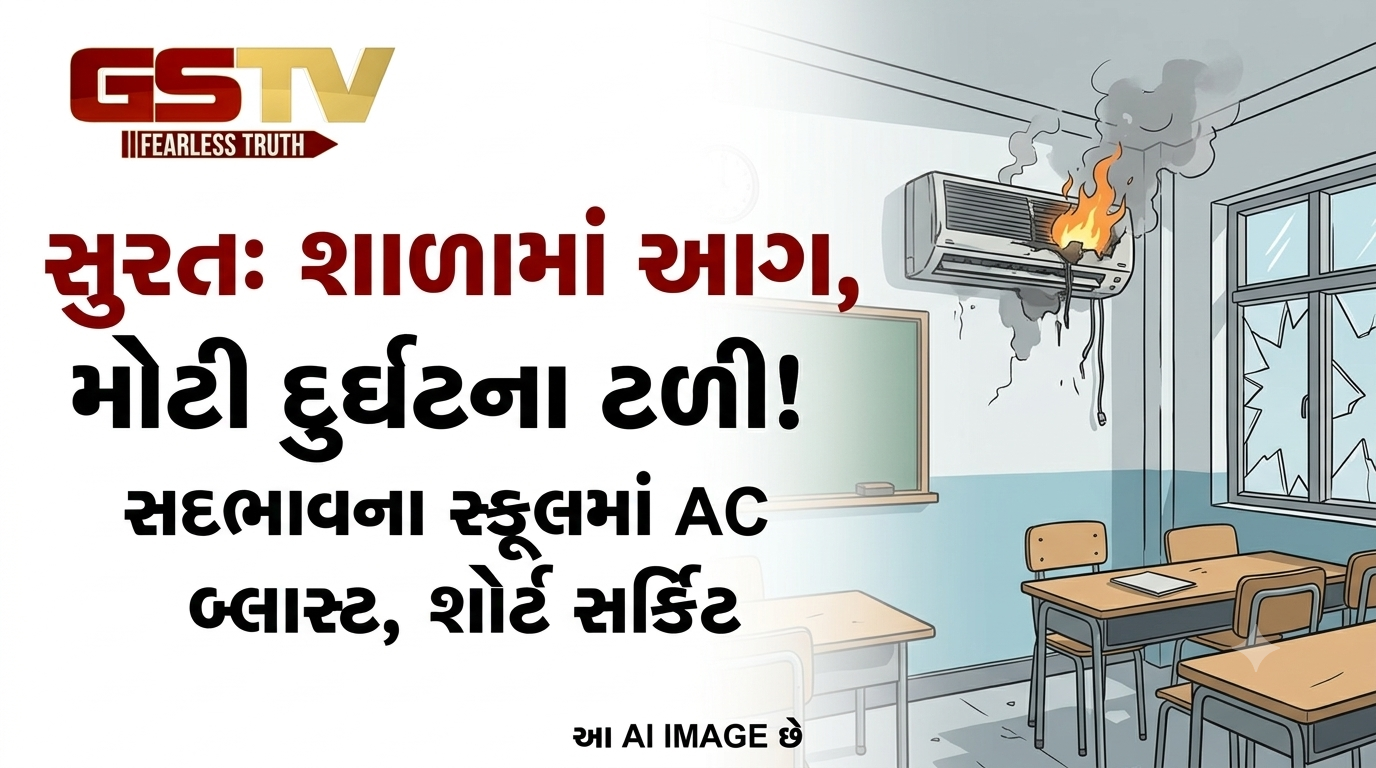VIDEO : સુરતની શાળામાં AC બ્લાસ્ટ, ક્લાસ શરૂ થાય પહેલાં આગ