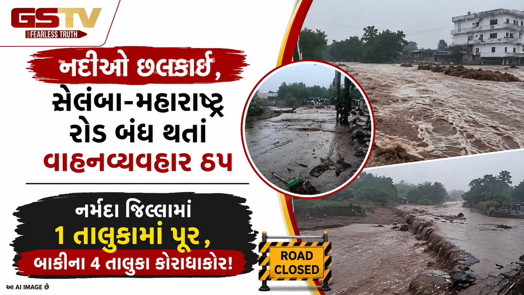 ચોમાસાના પ્રથમ વરસાદે નદીઓમાં પૂર, સેલંબા-મહારાષ્ટ્ર હાઈવે બંધ, નર્મદાના સાગબારામાં મોડી રાતથી ધોધમાર વરસાદ