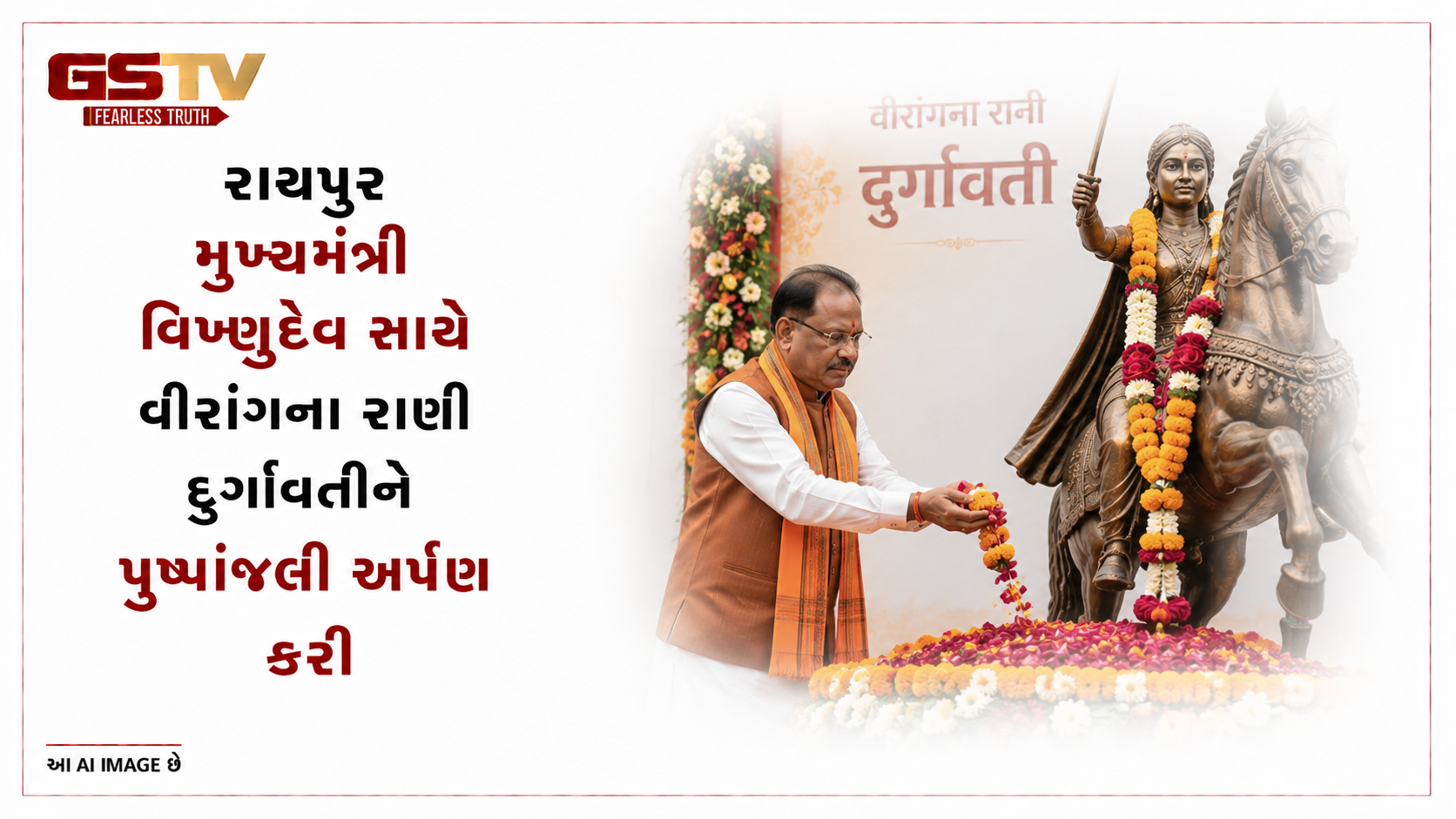 VIDEO : રાયપુર: મુખ્યમંત્રી વિષ્ણુદેવ સાયે વીરાંગના રાણી દુર્ગાવતીને પુષ્પાંજલિ અર્પણ કરી