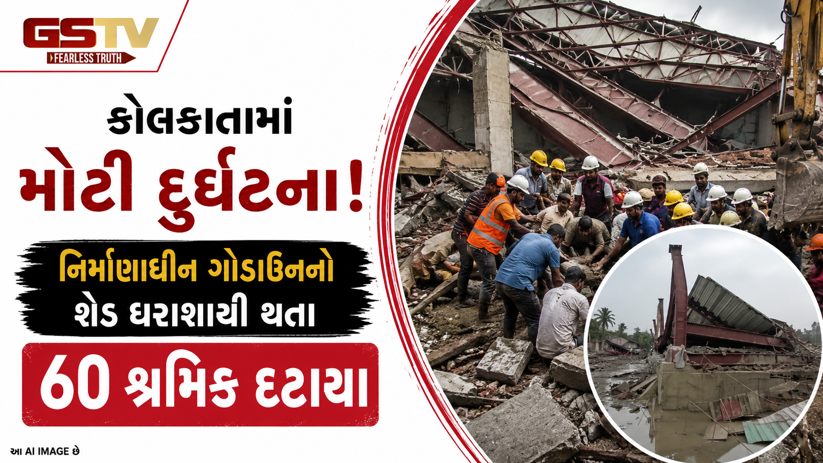VIDEO : કોલકાતાના તારાતલ્લામાં શેડ પત્તાના મહેલની જેમ તૂટ્યો: 60 જેટલા શ્રમિકો ફસાયા, 4ના મોત