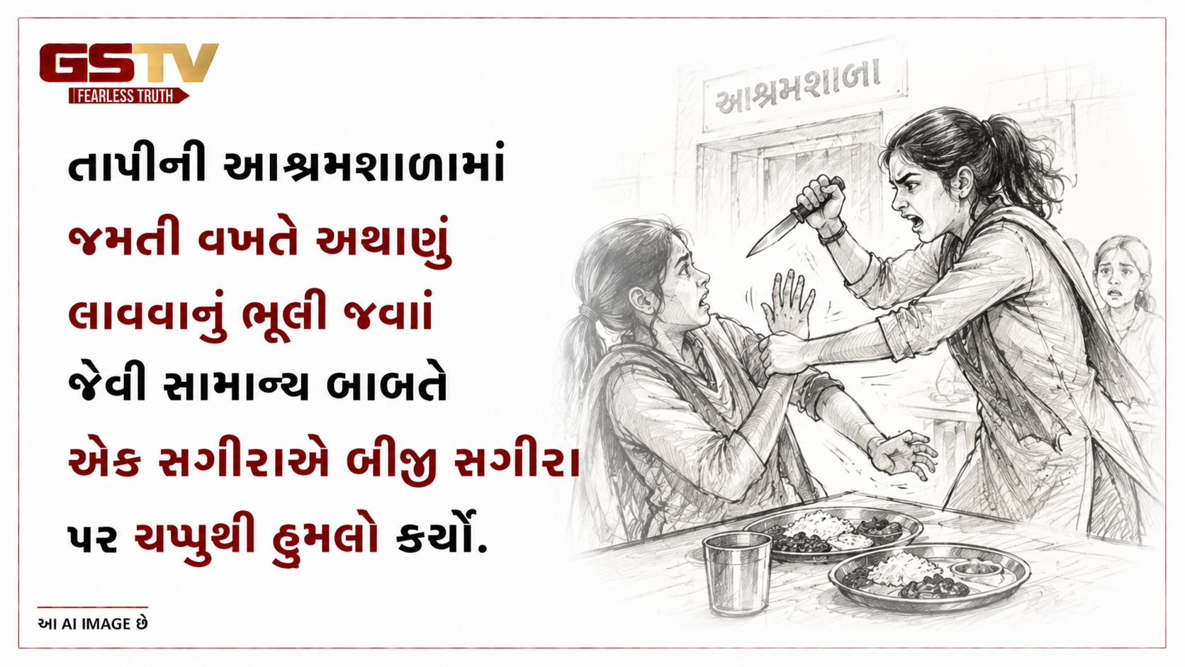 VEDIO:તાપીની આશ્રમશાળામાં જમતી વખતે અથાણું લાવવાનું ભૂલી જવા જેવી સામાન્ય બાબતે એક સગીરાએ બીજી સગીરા પર ચપ્પુથી હુમલો કર્યો.