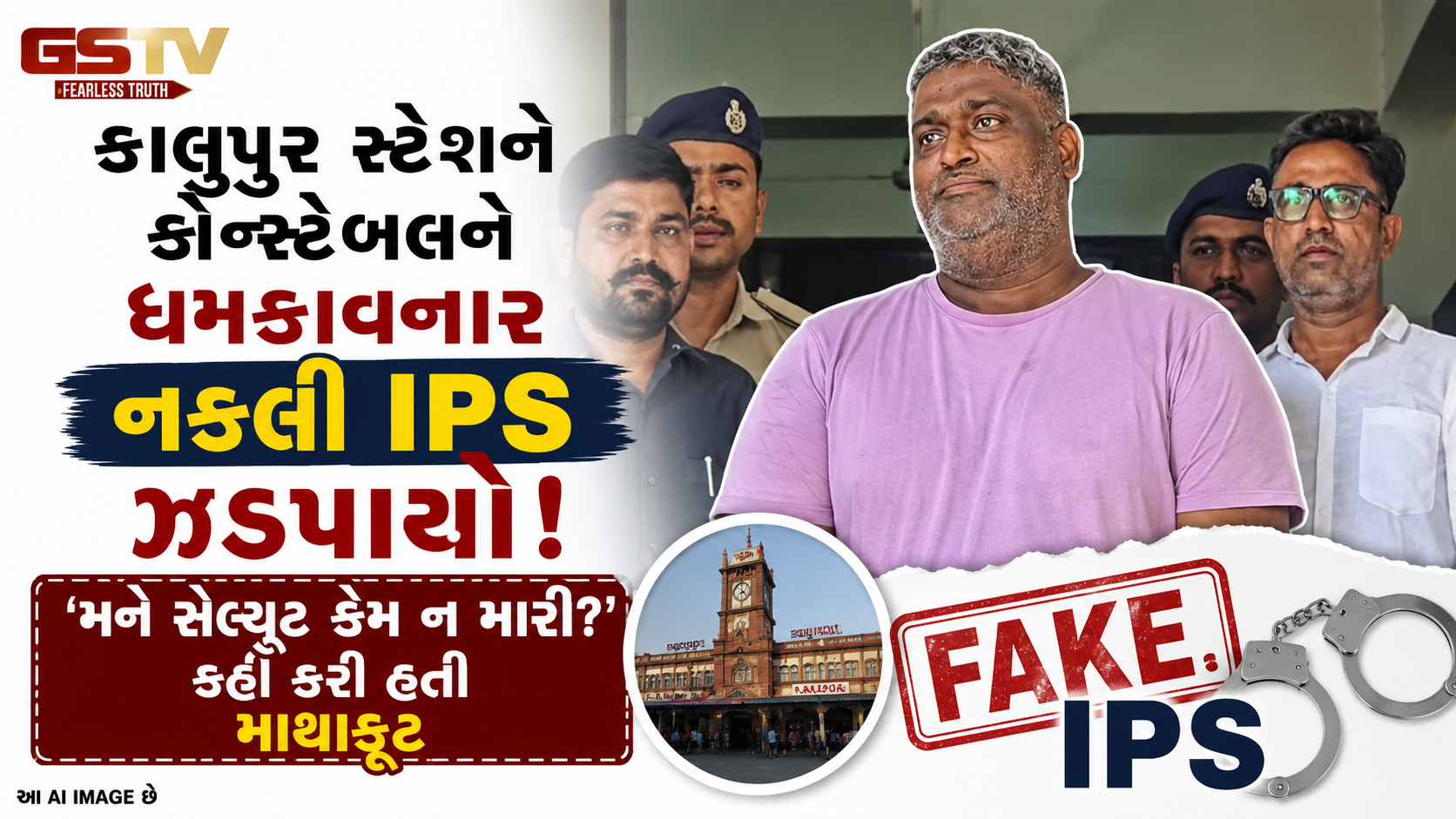 કાલુપુરમાં નકલી IPS નો રોફ ભારે પડ્યો: અસલી પોલીસકર્મીની વરદી ખેંચી ધમકી આપનાર પ્રહલાદનગરનો શખ્સ જેલભેગો