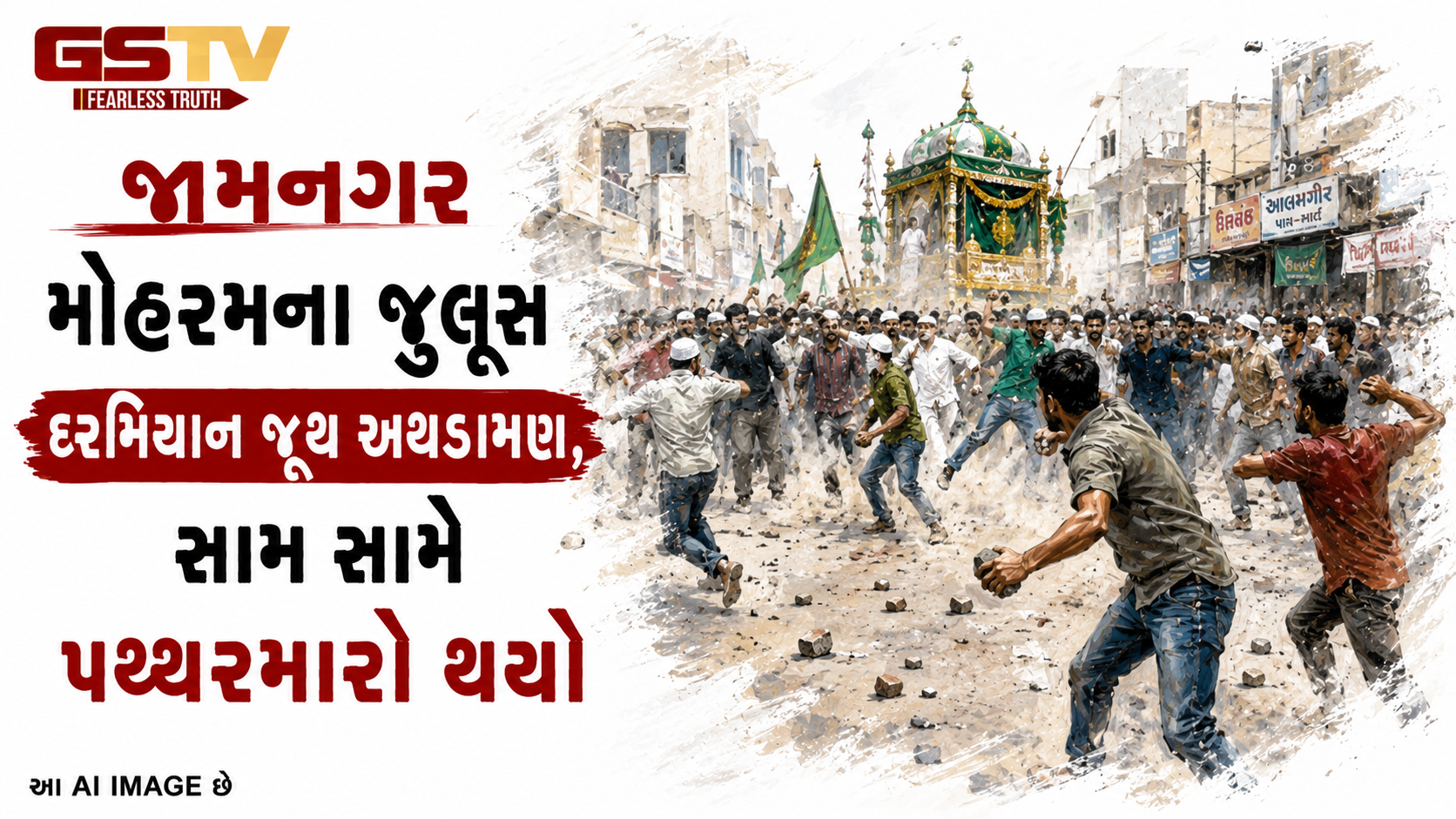 VIDEO: જામનગરઃ મોહરમના જુલૂસ દરમિયાન બોલાચાલી બાદ જૂથ અથડામણ, સામ સામે પથ્થરમારો થયો