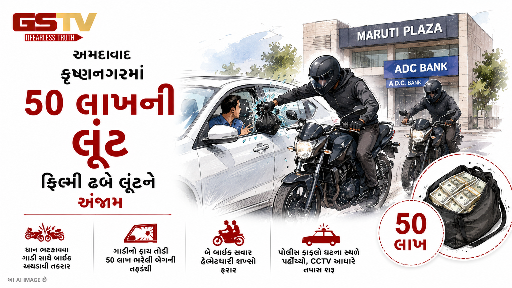 VIDEO: અમદાવાદના કૃષ્ણનગરમાં ૫૦ લાખની ફિલ્મી ઢબે લૂંટ, ગઠિયાઓ ફરાર