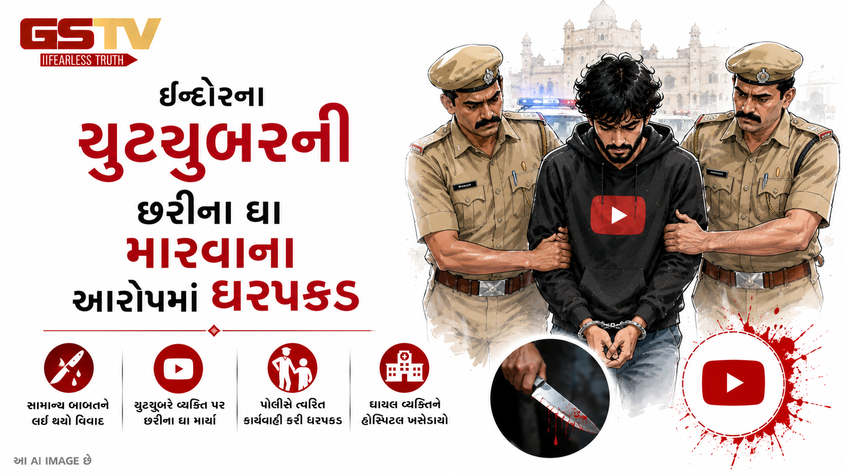VIDEO : ઇન્દોરના યુટ્યુબરની છરીના ઘા મારવાના આરોપમાં ધરપકડ