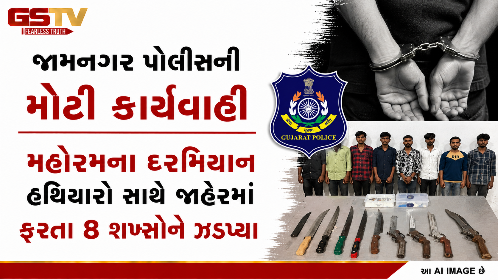 જામનગરમાં મહોરમ દરમિયાન પોલીસનું સઘન ચેકિંગ, 8 હથિયારધારીઓ ઝડપાયા