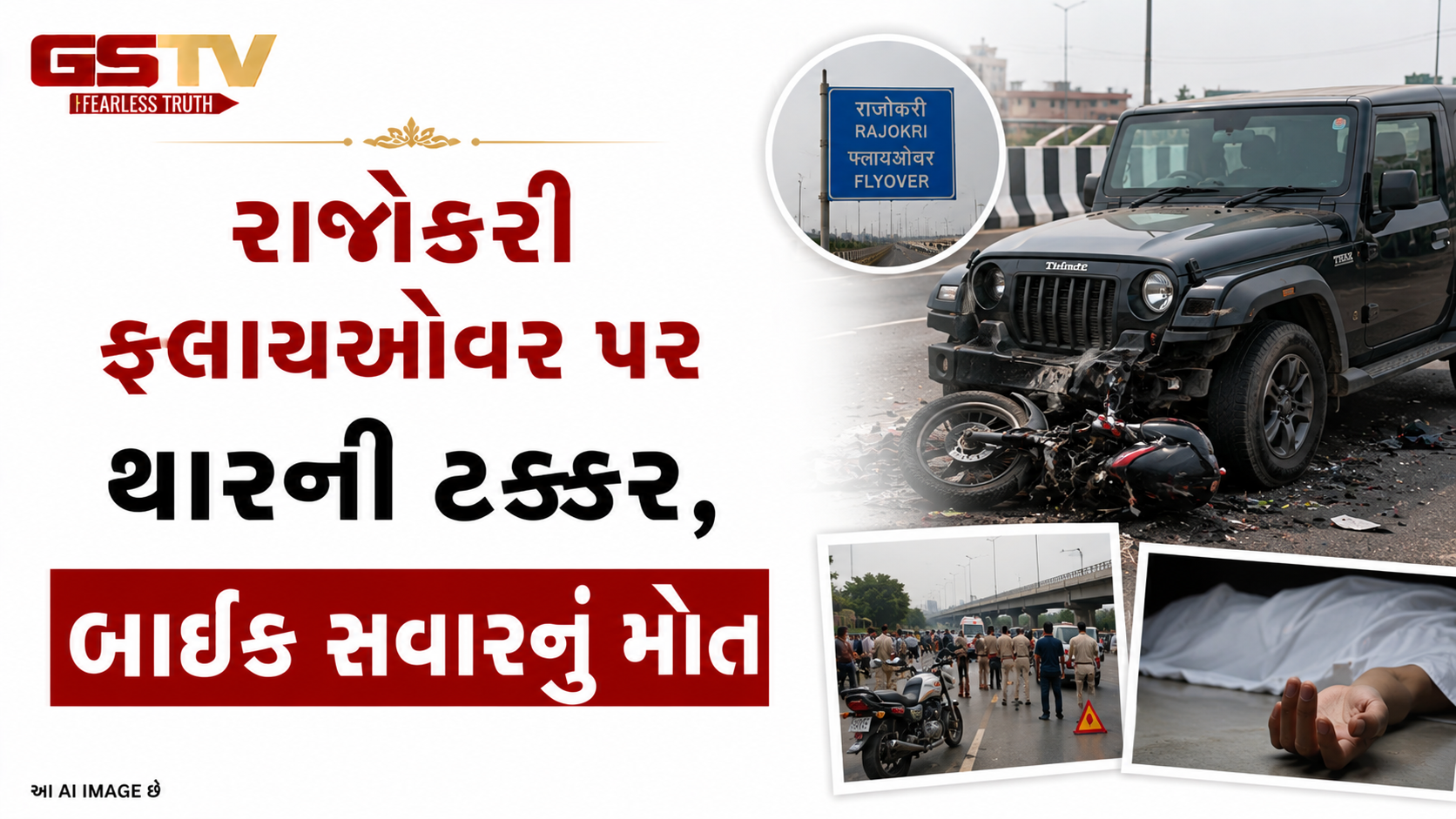 VIDEO:રાજોકરી ફ્લાયઓવર પર થારની ટક્કર, બાઇક સવારનું મોત