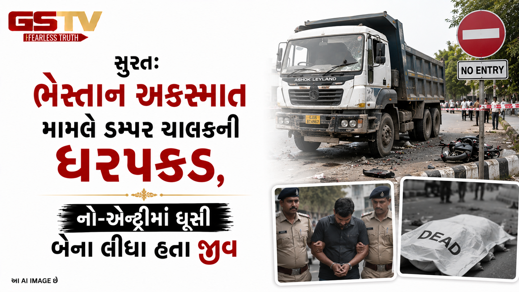 VIDEO:સુરત: ભેસ્તાન અકસ્માત મામલે ડમ્પર ચાલકની ધરપકડ, નો-એન્ટ્રીમાં ઘૂસી બેના લીધા હતા જીવ.