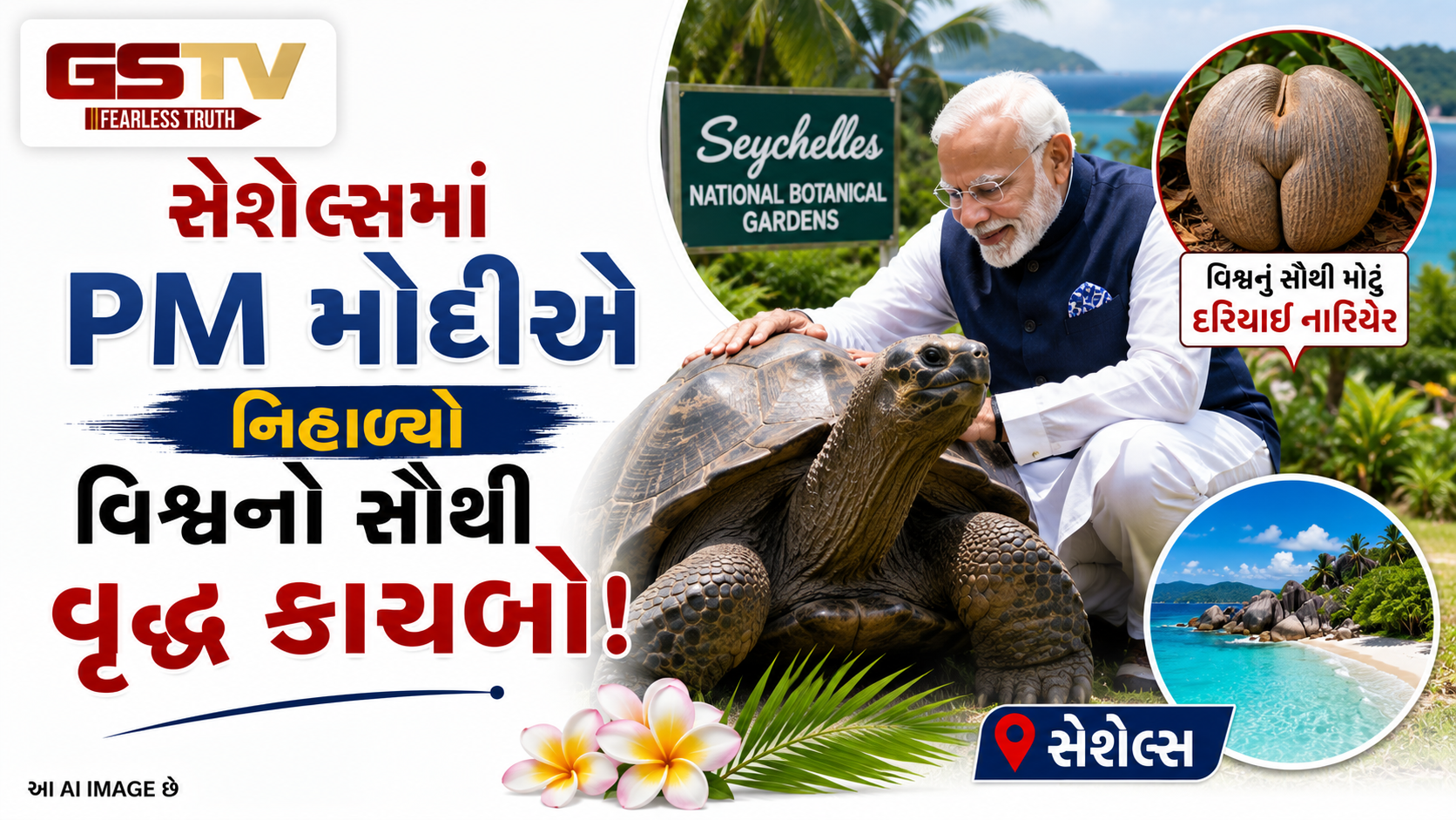 VIDEO: ANDAR NI VAAT/ પ્રધાનમંત્રી મોદીએ સેશેલ્સમાં વિશ્વના સૌથી મોટો કાચબો અને સૌથી મોટું નારિયેર જોયું