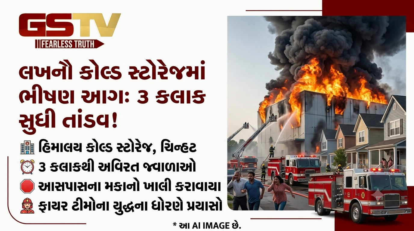 VIDEO : લખનૌના કોલ્ડ સ્ટોરેજમાં ભીષણ આગ