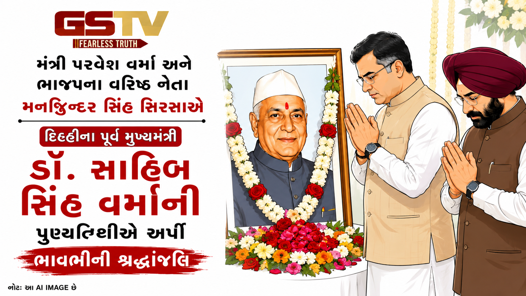 VIDEO: મંત્રી પરવેશ  વર્મા અને ભાજપના વરિષ્ઠ નેતા મનજિન્દર સિંહ સિરસાએ દિલ્હીના પૂર્વ મુખ્યમંત્રી ડૉ. સાહિબ સિંહ વર્માની પુણ્યતિથિ નિમિત્તે તેમને ભાવભીની શ્રદ્ધાંજલિ અર્પણ કરી છે.