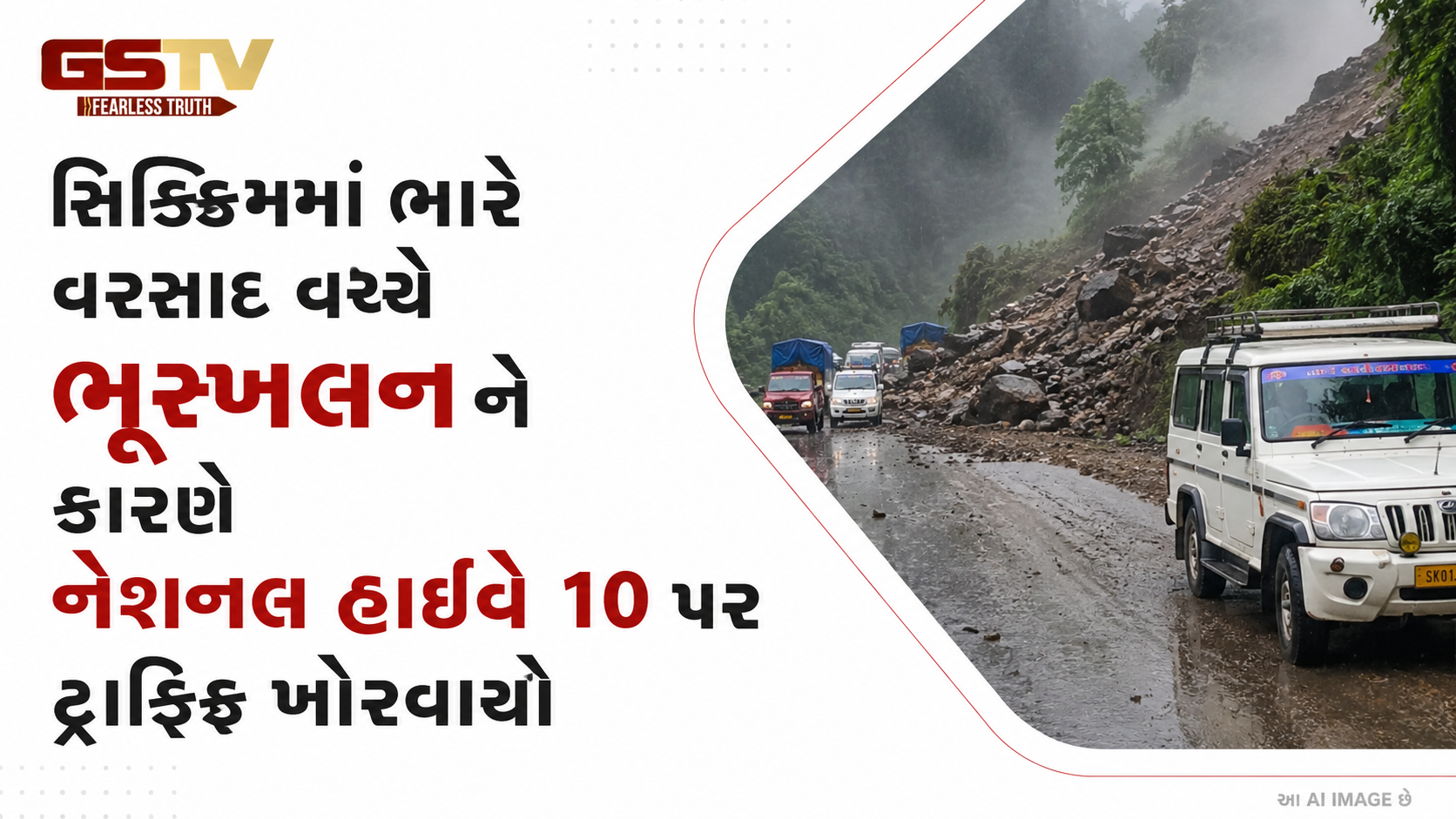 ANDAR NI VAAT/ સિક્કિમમાં ભારે વરસાદ વચ્ચે ભૂસ્ખલનને કારણે નેશનલ હાઈવે 10 પર ટ્રાફિક ખોરવાયો