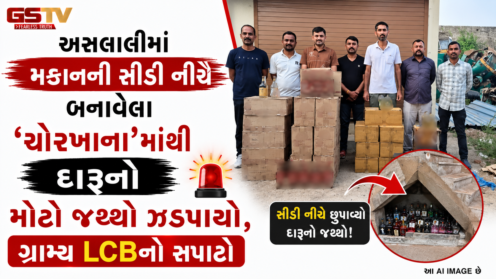 અસલાલીમાં બુટલેગરના ઘરમાં દરોડા, ₹2.58 લાખનો વિદેશી દારૂ અને બિયર જપ્ત