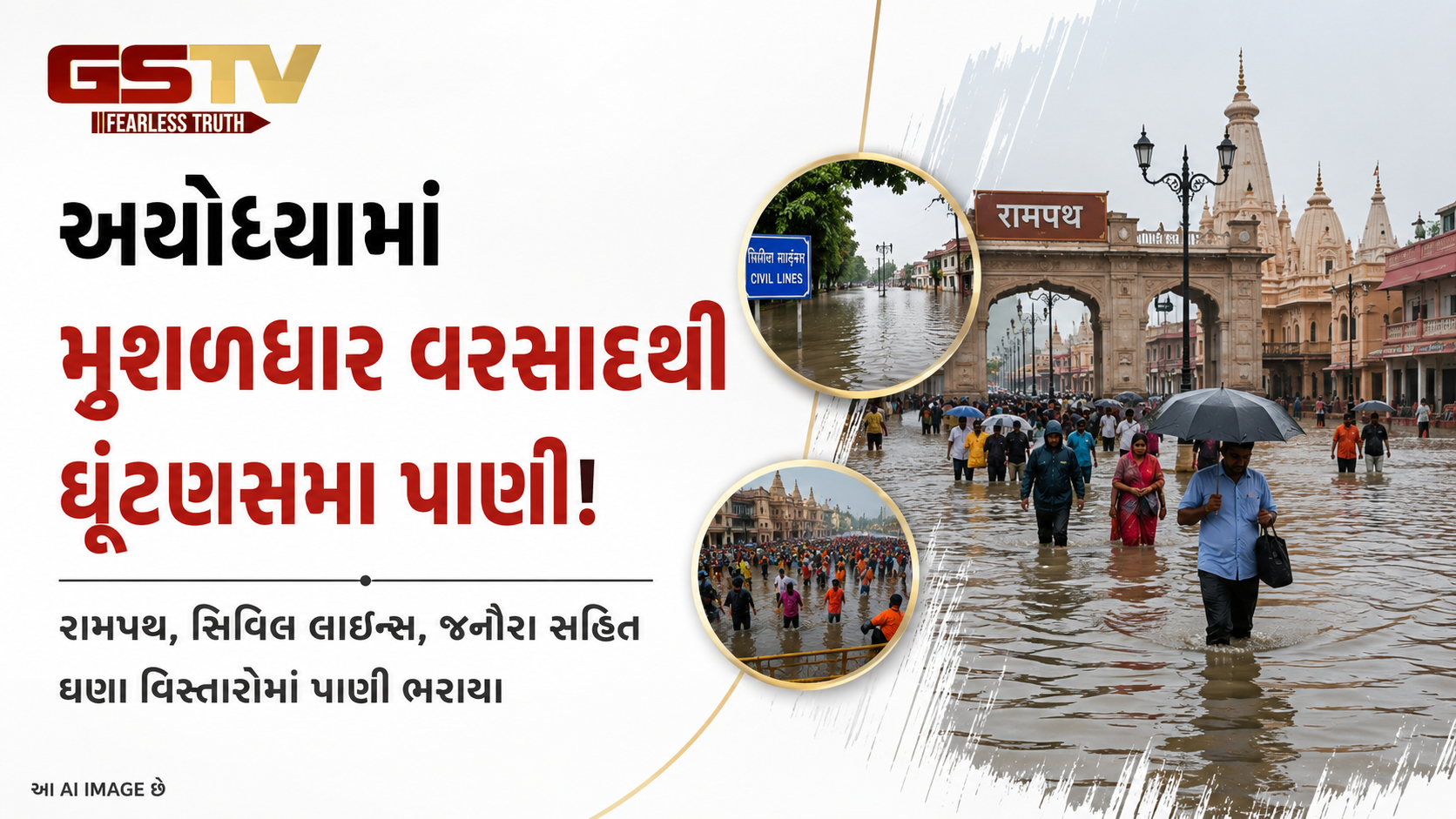 VIDEO : અયોધ્યામાં ભારે વરસાદથી જલભરાવ