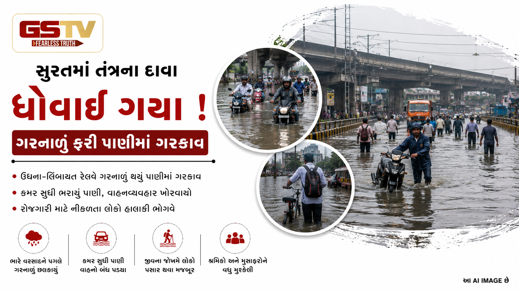 VIDEO: સુરત ઉધના-લીંબાયત અંડરપાસ પાણીમાં ગરકાવ, પ્રિ-મોન્સૂન કામગીરીના દાવા પોકળ