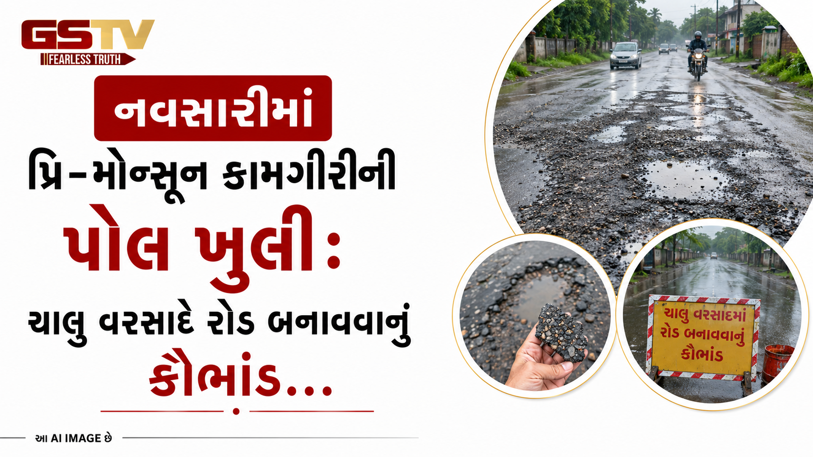 VIDEO: VIDEO: નવસારીમાં પ્રિ-મોન્સૂન કામગીરીની પોલ ખુલી: ચાલુ વરસાદે રોડ બનાવવાનું કૌભાંડ