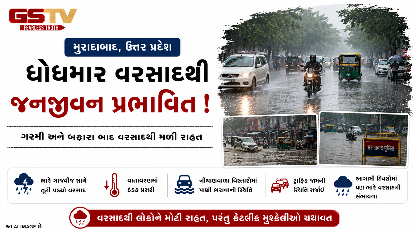 મુરાદાબાદમાં ભારે વરસાદની શરૂઆત