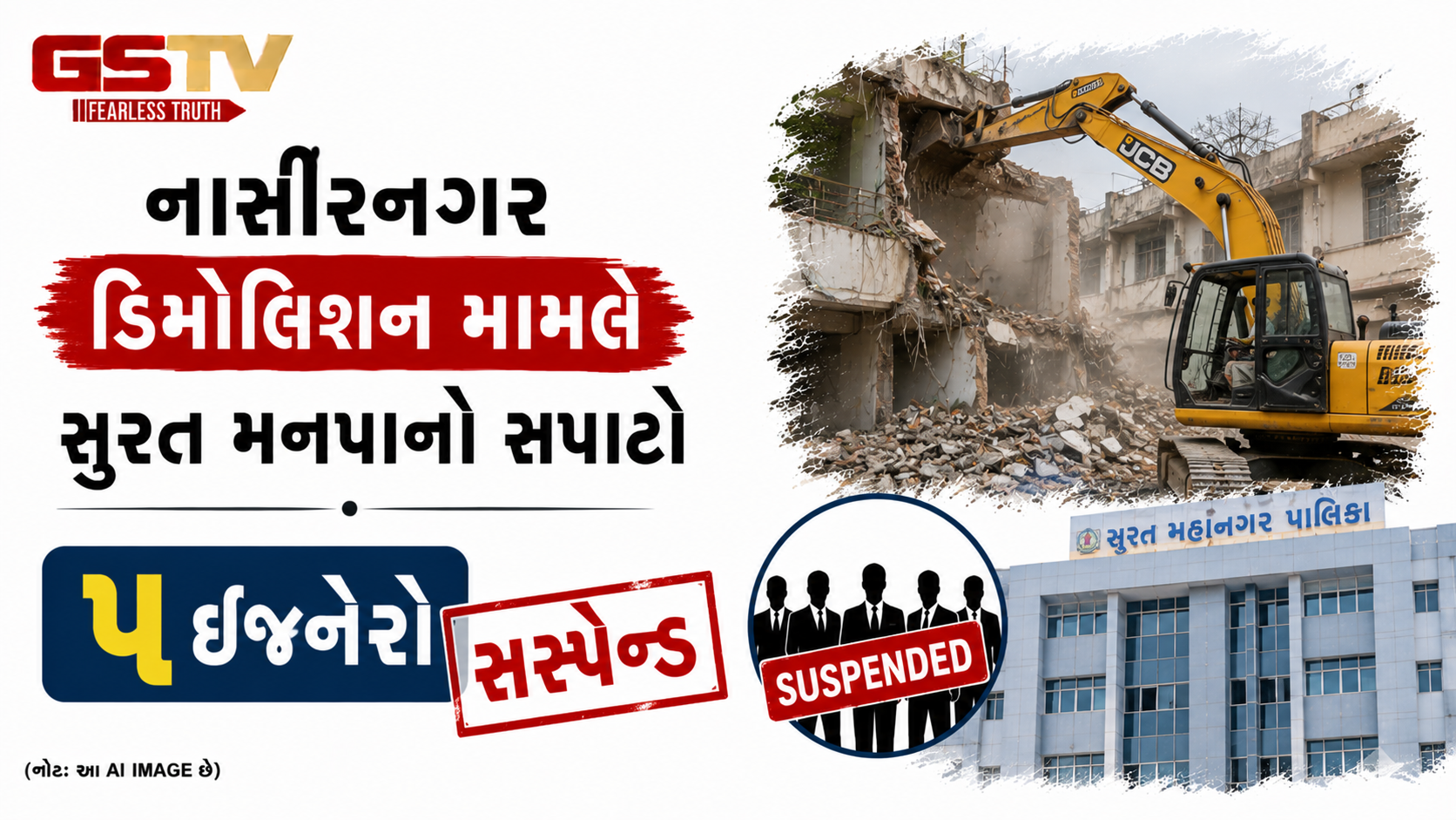 VIDEO: નાસીરનગર ડિમોલિશન મામલે સુરત મનપાનો સપાટો, ૫ ઇજનેરો સસ્પેન્ડ