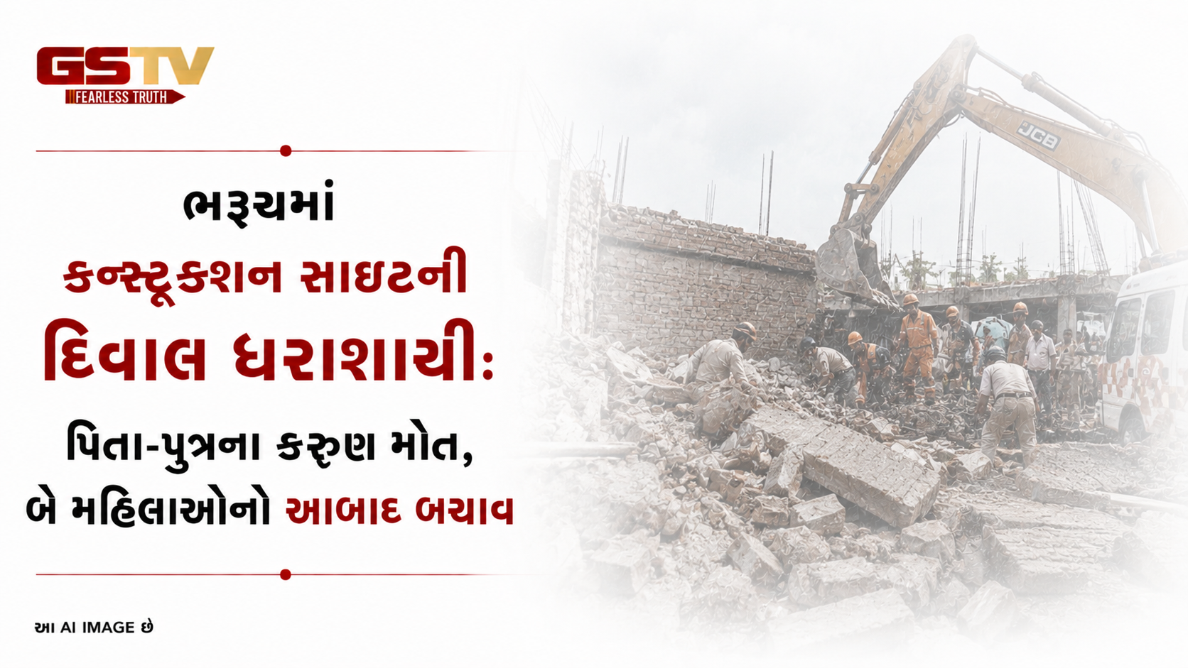 VIDEO: ભરૂચમાં કન્સ્ટ્રક્શન સાઇટની દિવાલ ધરાશાયી: પિતા-પુત્રના કરુણ મોત, બે મહિલાઓનો આબાદ બચાવ