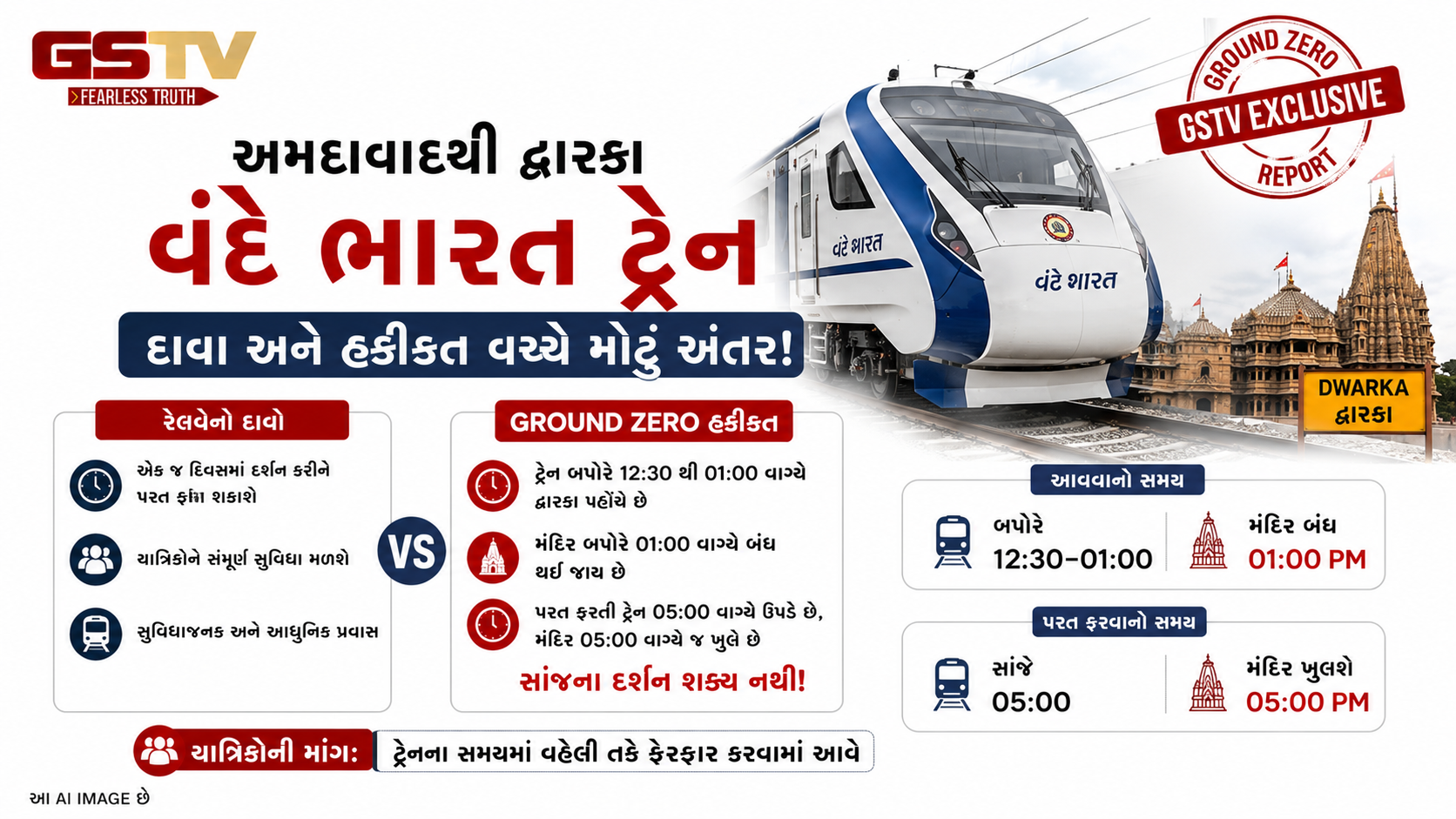 અમદાવાદ-દ્વારકા વંદે ભારત ટ્રેનના સમયપત્રક સામે ભક્તોમાં ભારે નારાજગી