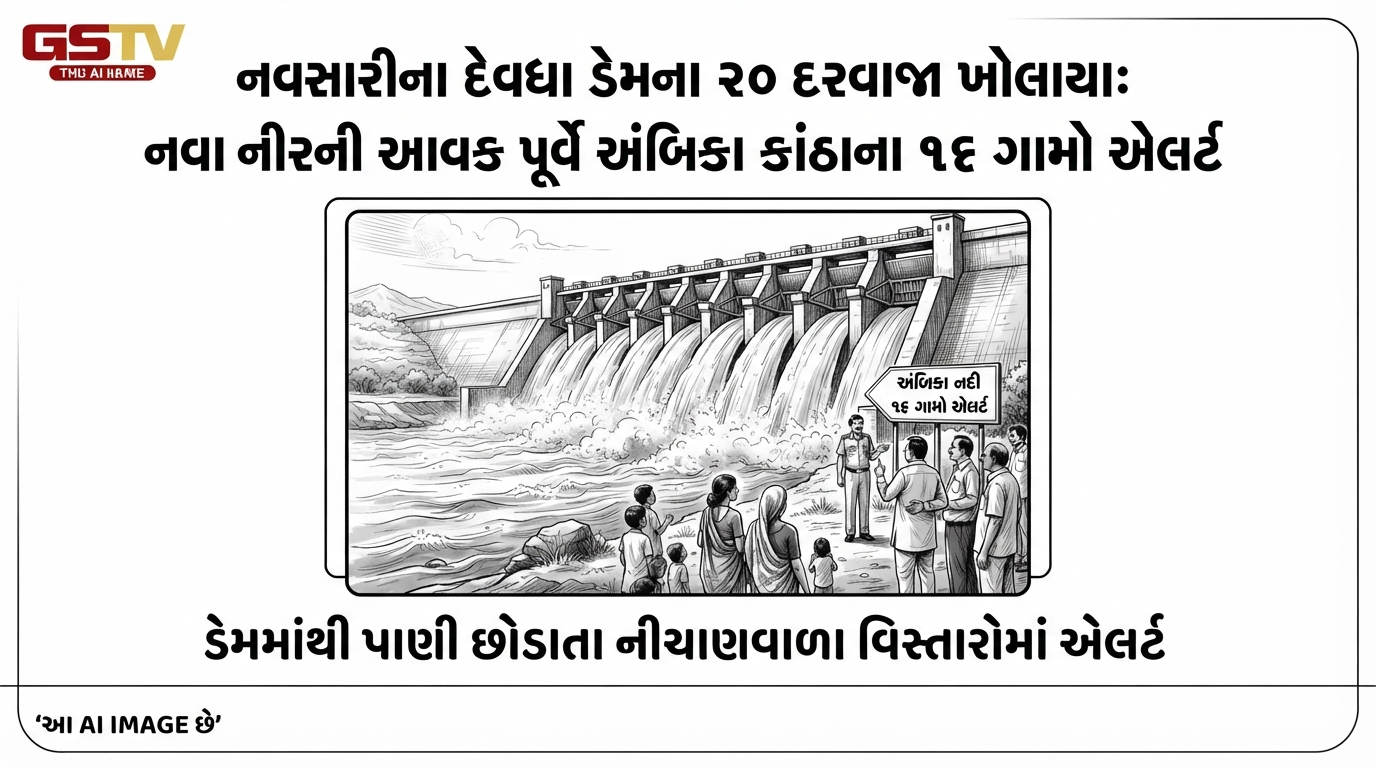 VIDEO: નવસારીના દેવધા ડેમના ૨૦ દરવાજા ખોલાયા: નવા નીરની આવક પૂર્વે અંબિકા કાંઠાના ૧૬ ગામો એલર્ટ