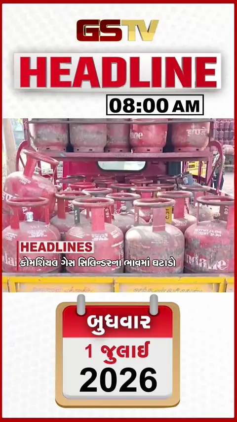 VIDEO: HEADLINE 8:00 AM/ કોમર્શિયલ ગેસ સિલિન્ડરના ભાવમાં ઘટાડો, ચોમાસા પર અલનીનોનું ગ્રહણ