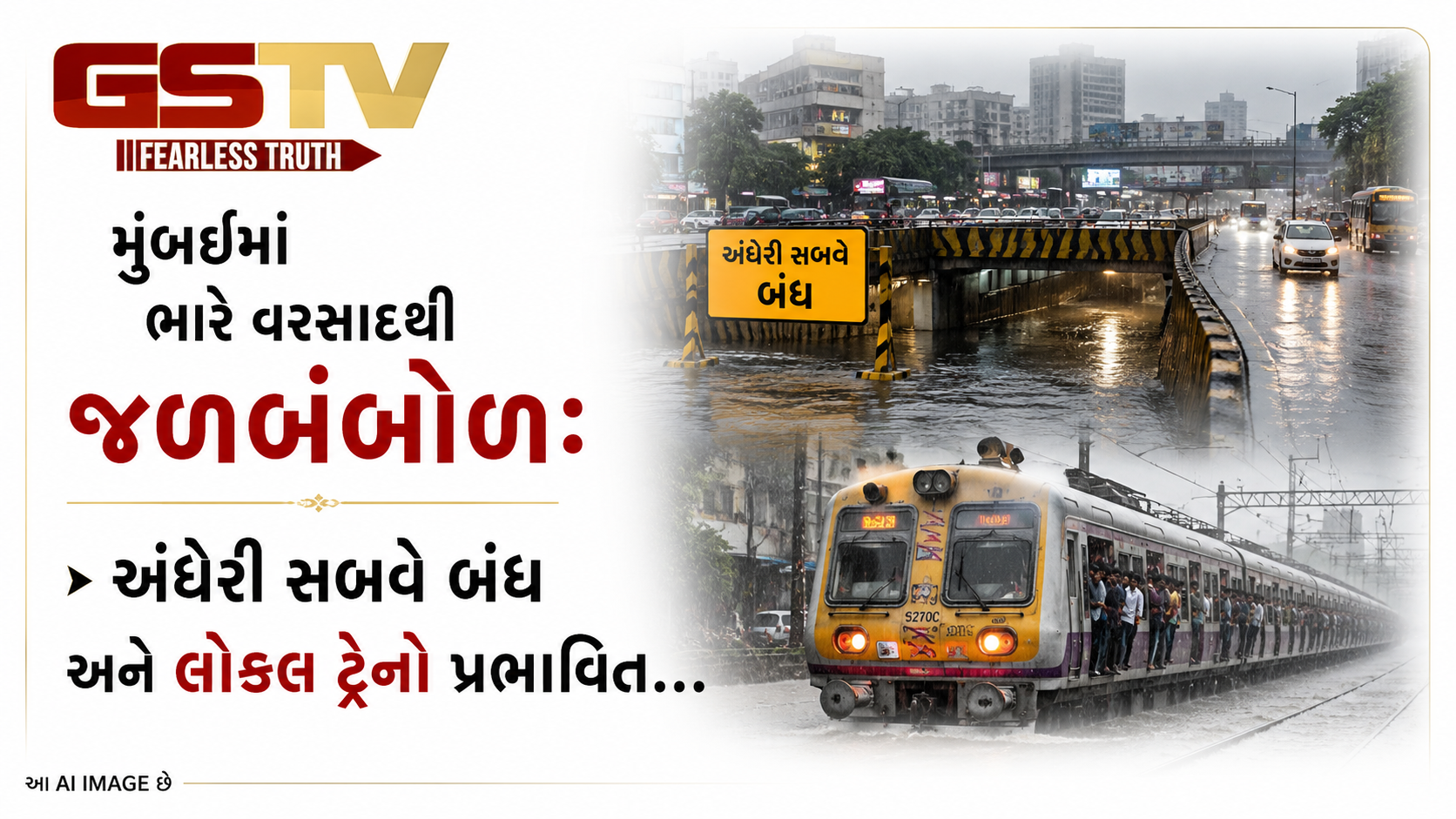 VIDEO: મુંબઈમાં ભારે વરસાદથી જળબંબોળ: અંધેરી સબવે બંધ અને લોકલ ટ્રેનો પ્રભાવિત