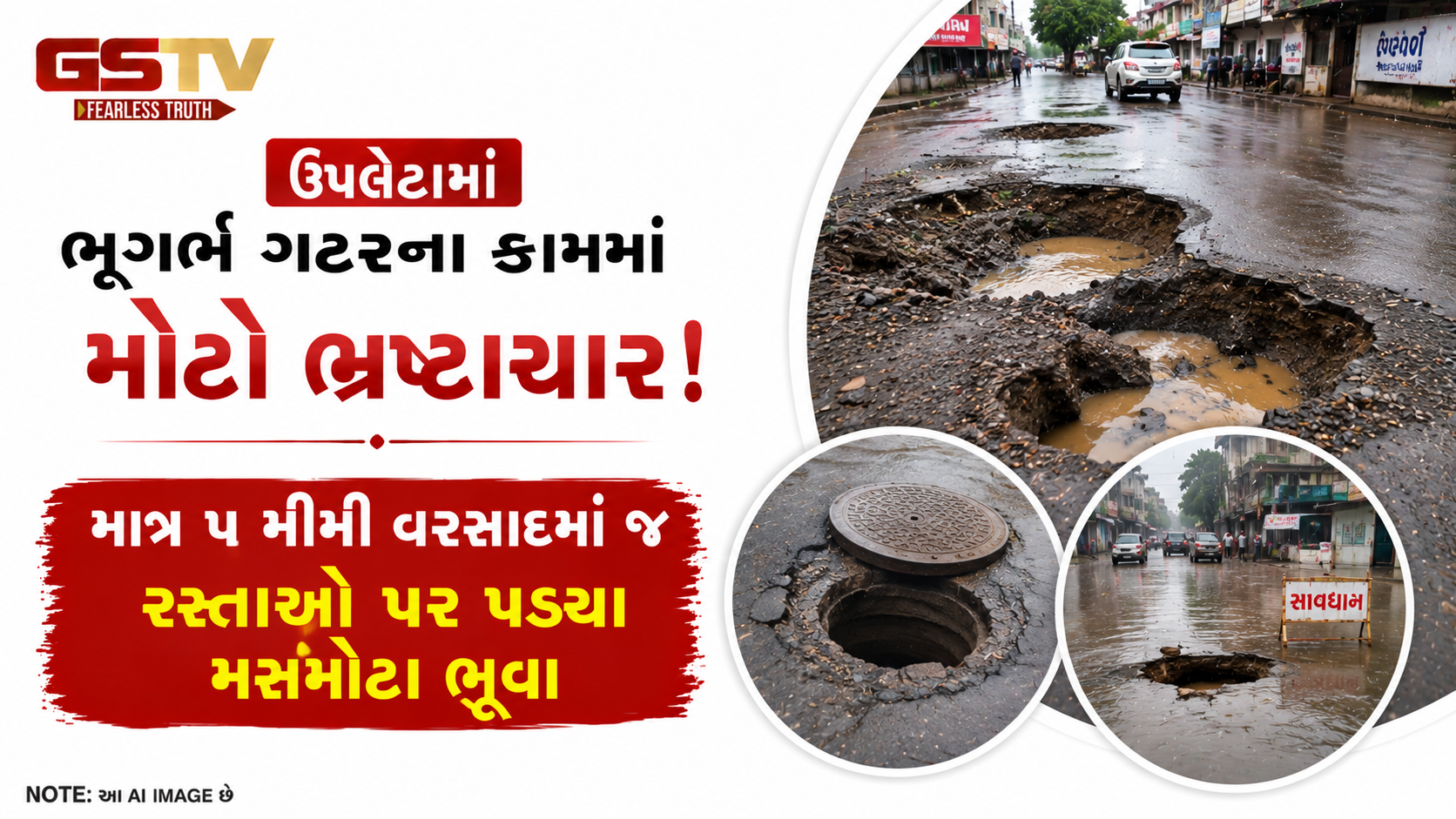 VIDEO: ઉપલેટામાં ભૂગર્ભ ગટરના કામમાં મોટો ભ્રષ્ટાચાર: માત્ર ૫ મીમી વરસાદમાં જ રસ્તાઓ પર પડ્યા મસમોટા ભૂવા