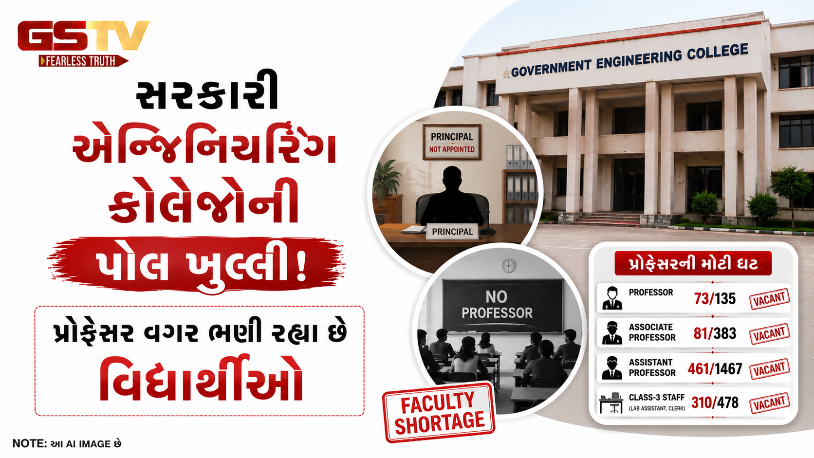 VIDEO: ગુજરાતની સરકારી એન્જિનિયરિંગ કોલેજોમાં પ્રોફેસરોની ભારે અછત: ૧૮ માંથી ૯ કોલેજ તો આચાર્ય વિનાની!